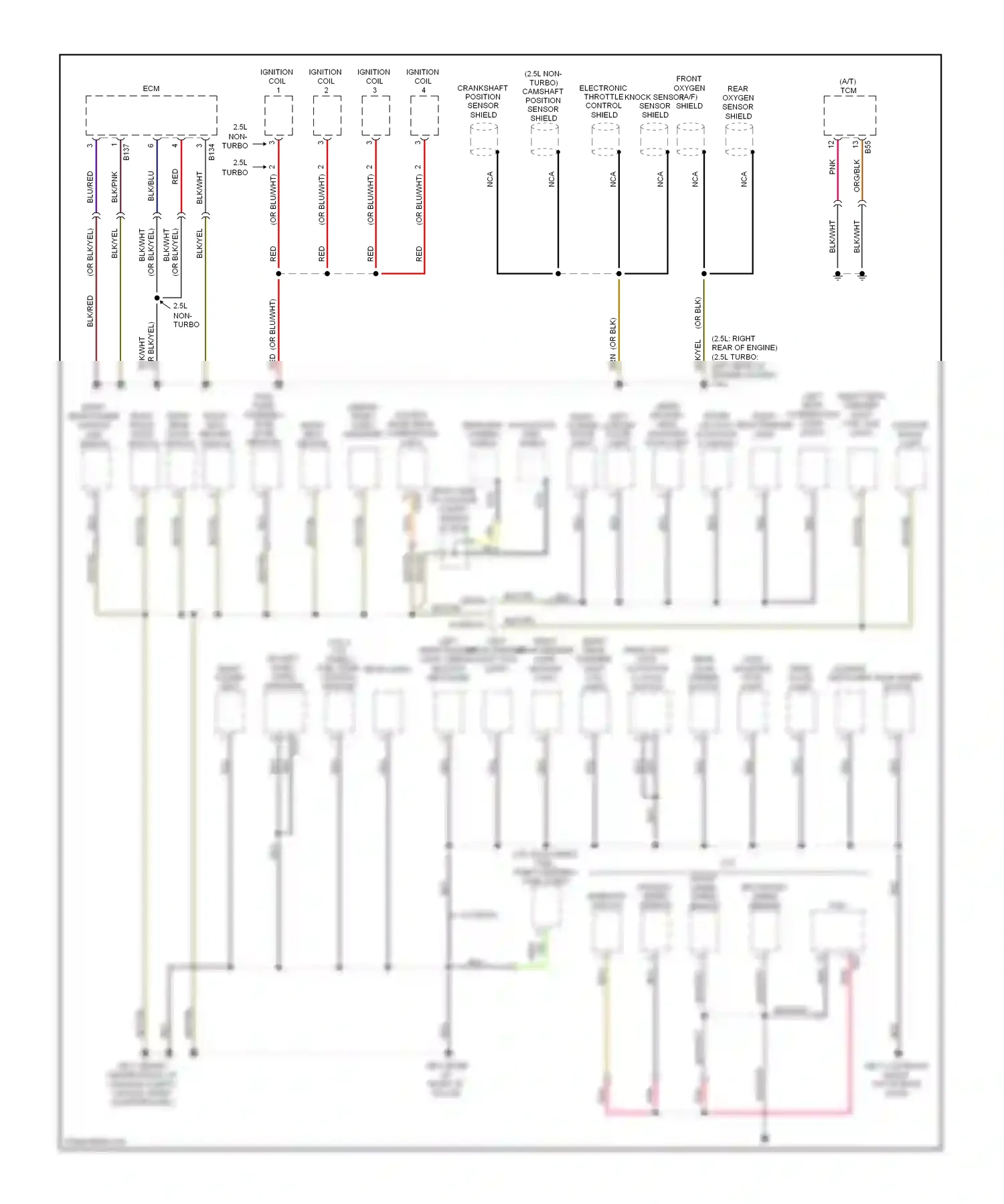 Subaru Legacy BM/BR (2009-2012) front oxygen (a/f) knock sensor sensor shield shield wiring diagram  (1 of 1)