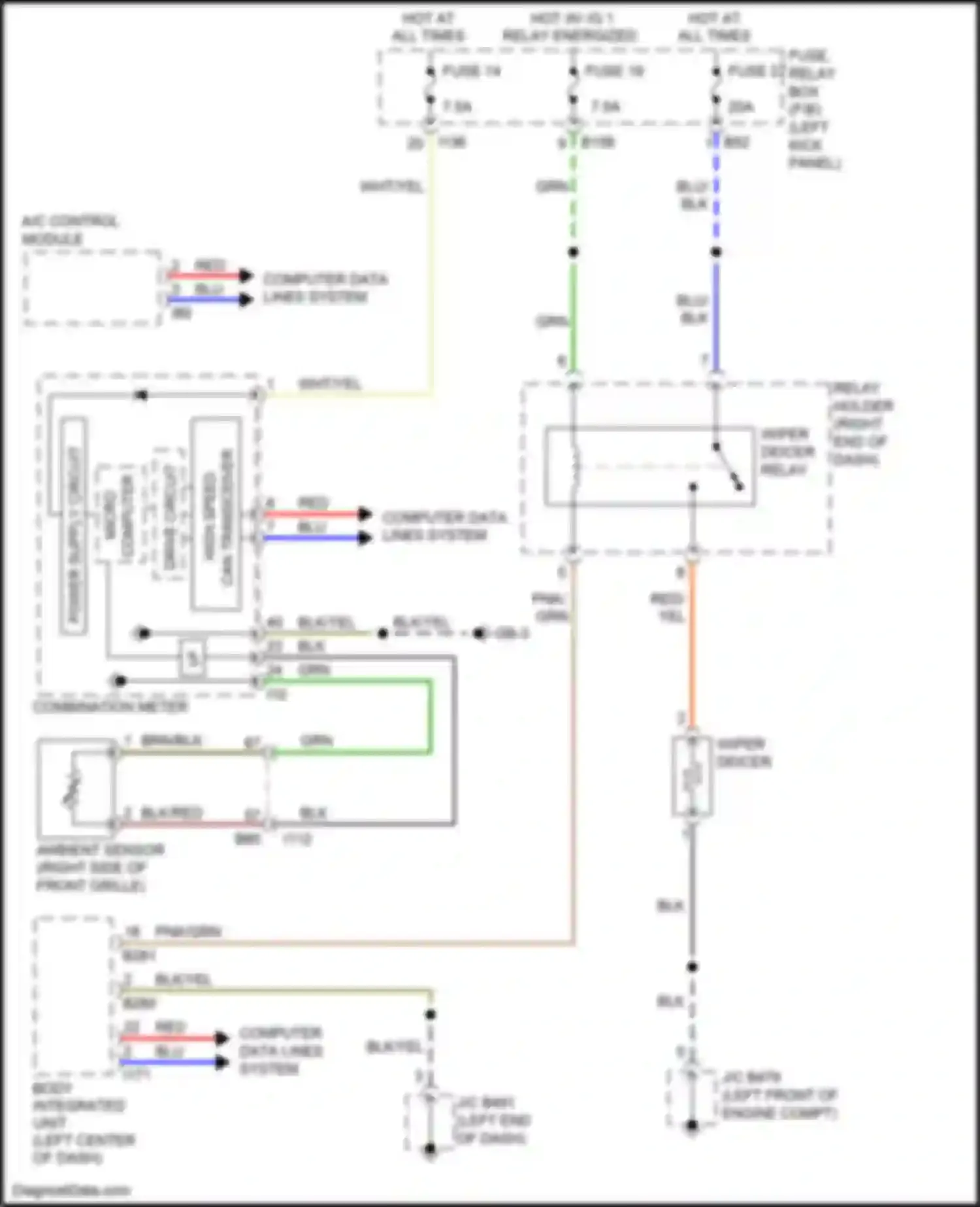 Wiring diagram wiper deicer relay for Subaru Legacy BN/BS (2014-2017) (2 of 2)