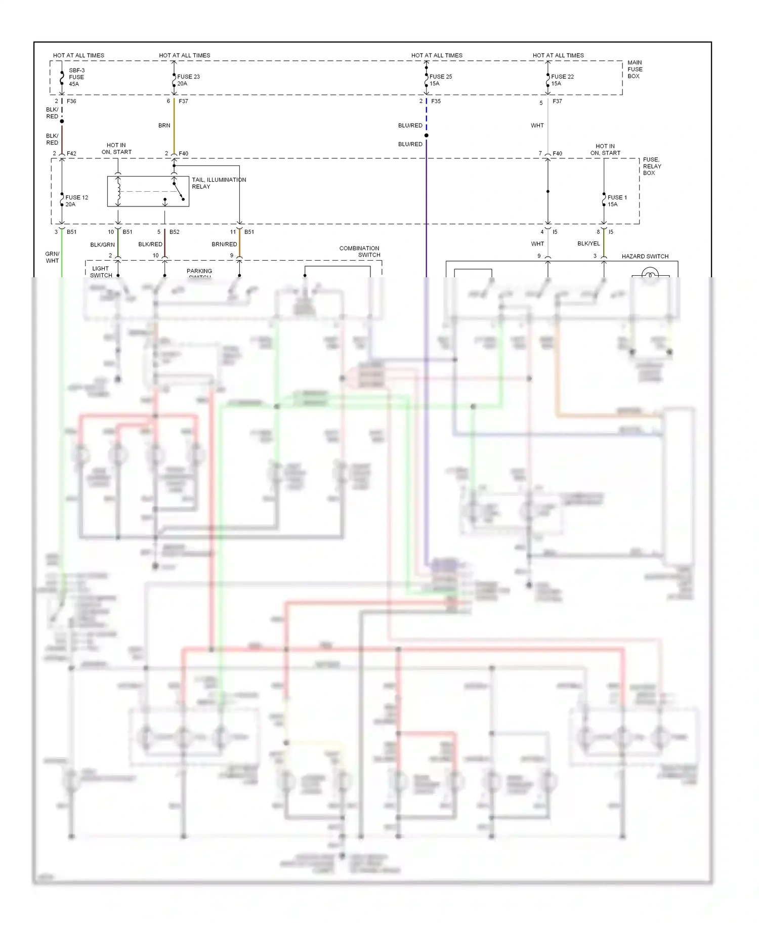 Subaru Outback BG (1994-1999) blu/red wiring diagram  (2 of 22)