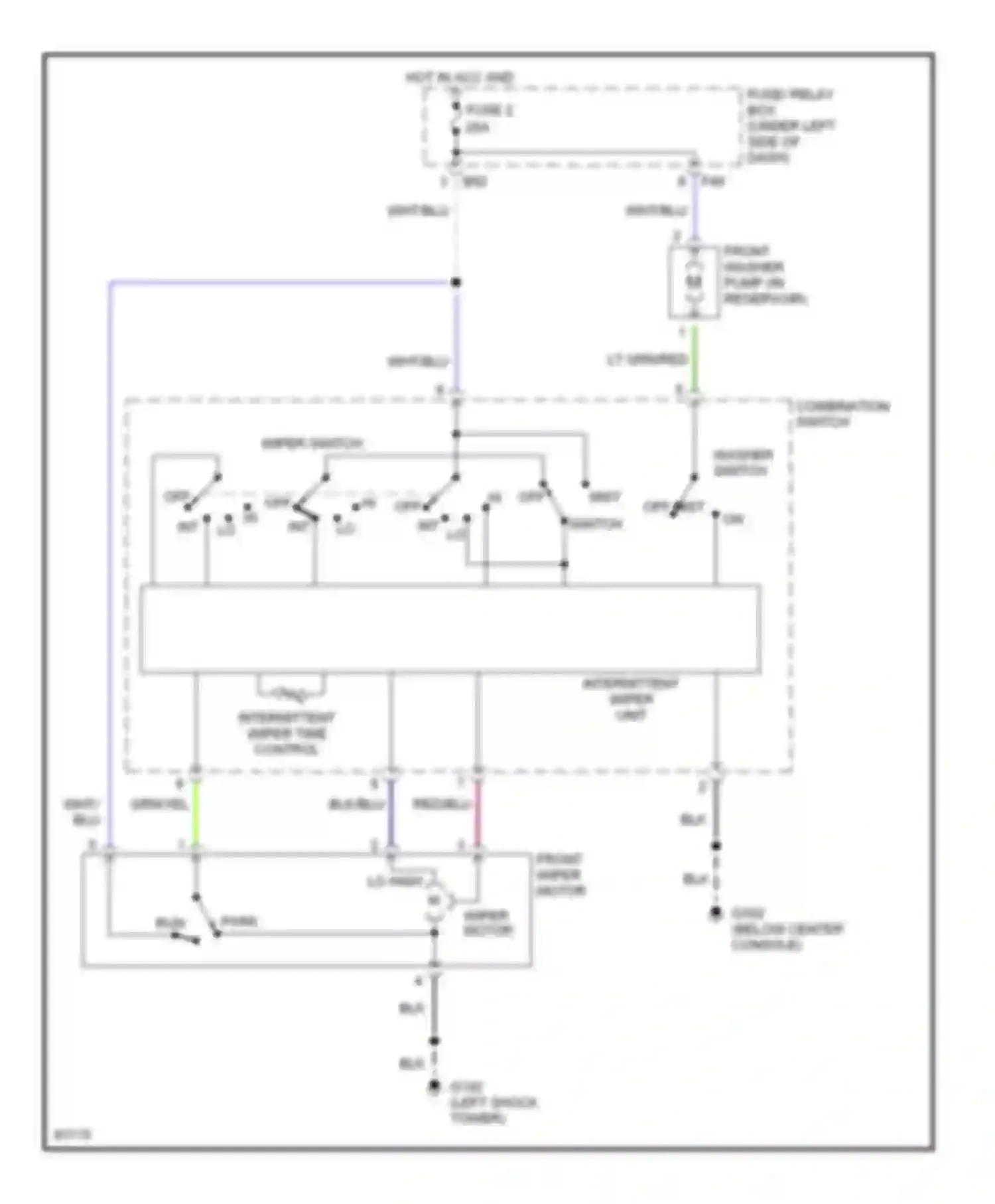 Wiring diagram intermittent wiper time control for Subaru Outback BG (1994-1999) (1 of 2)