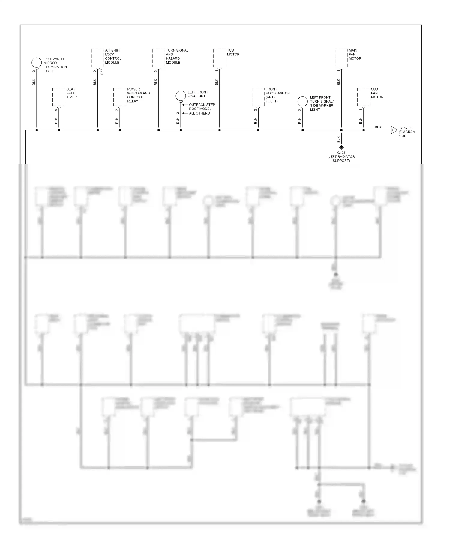 Wiring diagram mode control panel for Subaru Outback BG (1994-1999) (2 of 4)