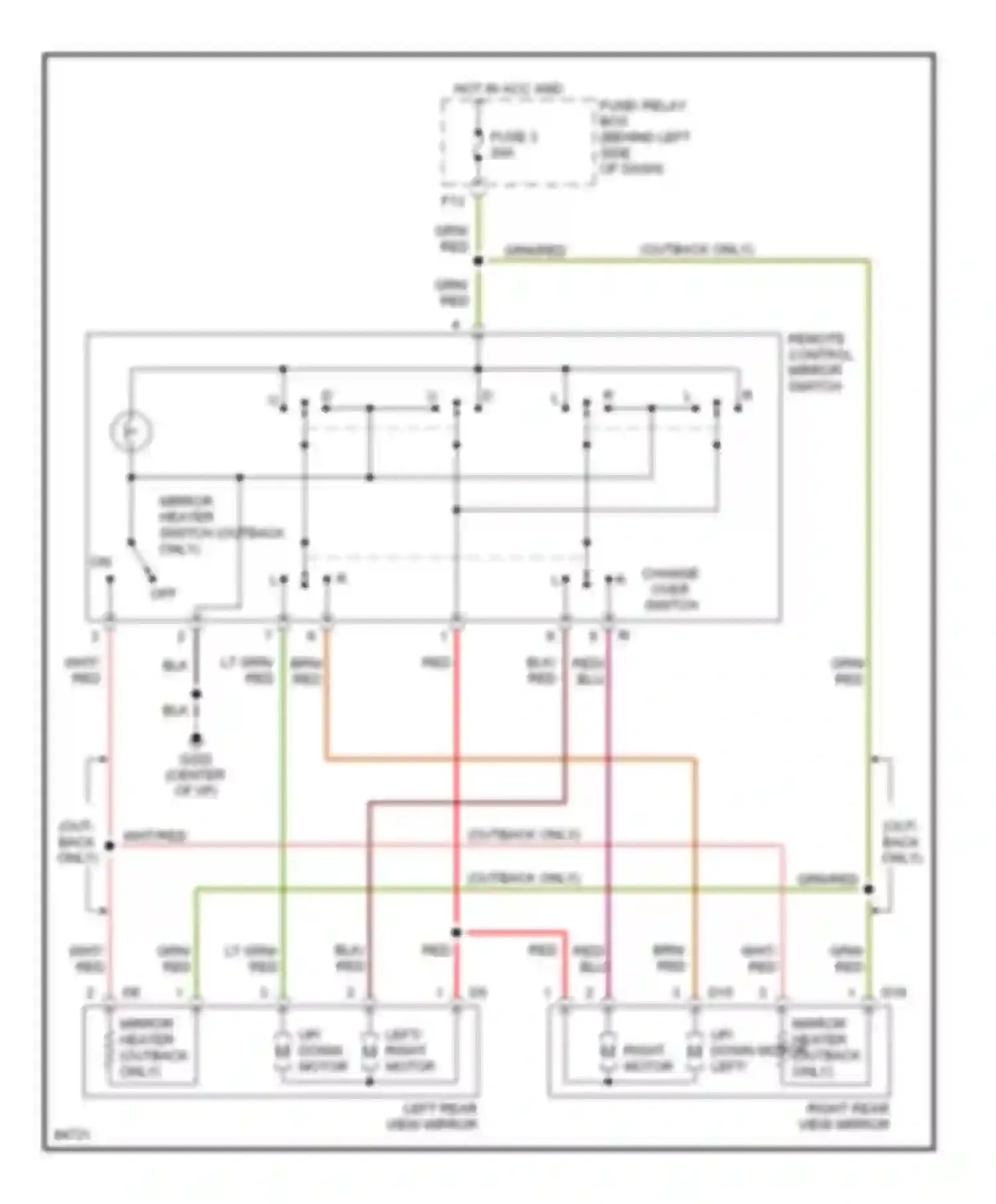 Wiring diagram remote control mirror switch for Subaru Outback BG (1994-1999) (1 of 1)