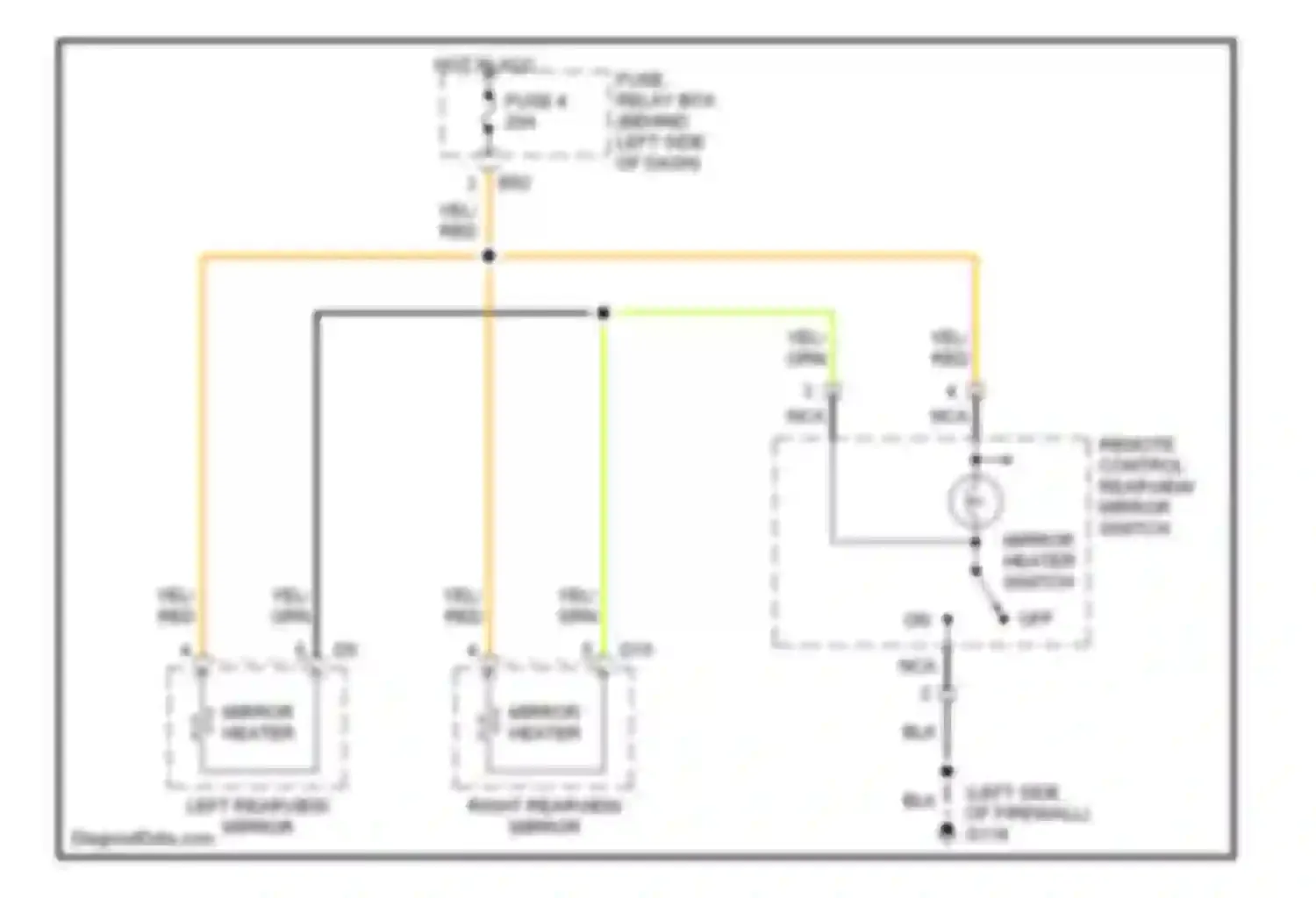 Outback Subaru BH (1999-2003): Heated mirrors circuit