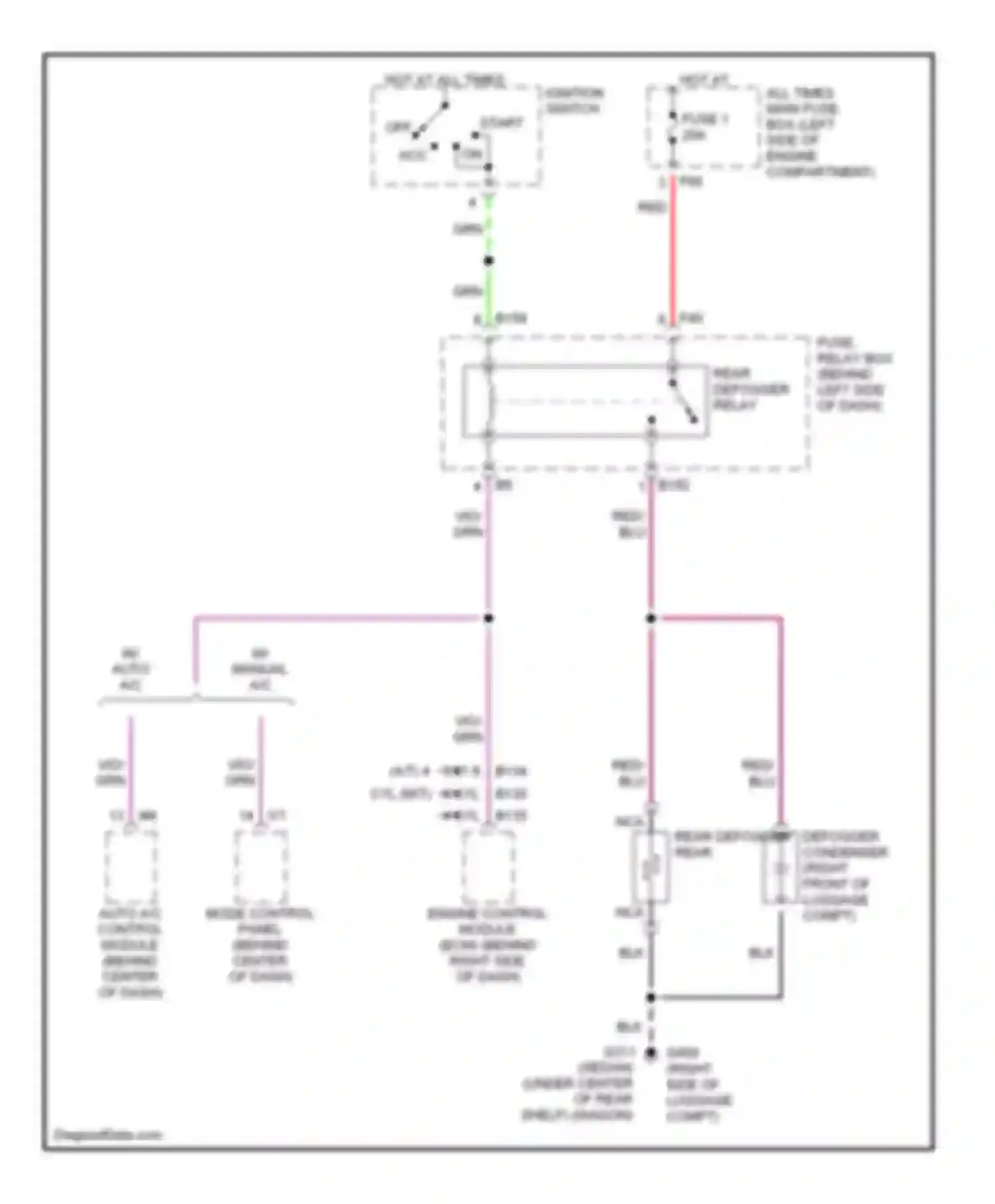 Outback Subaru BH (1999-2003): Rear defogger circuit