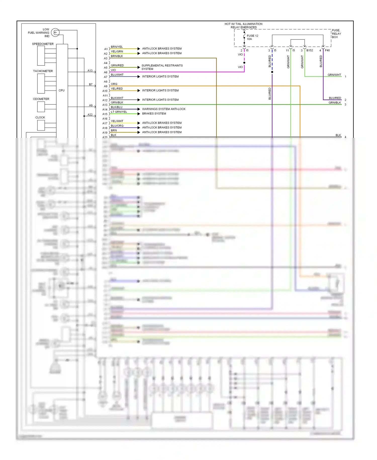 Subaru Outback BH (1999-2003) clock wiring diagram  (2 of 3)