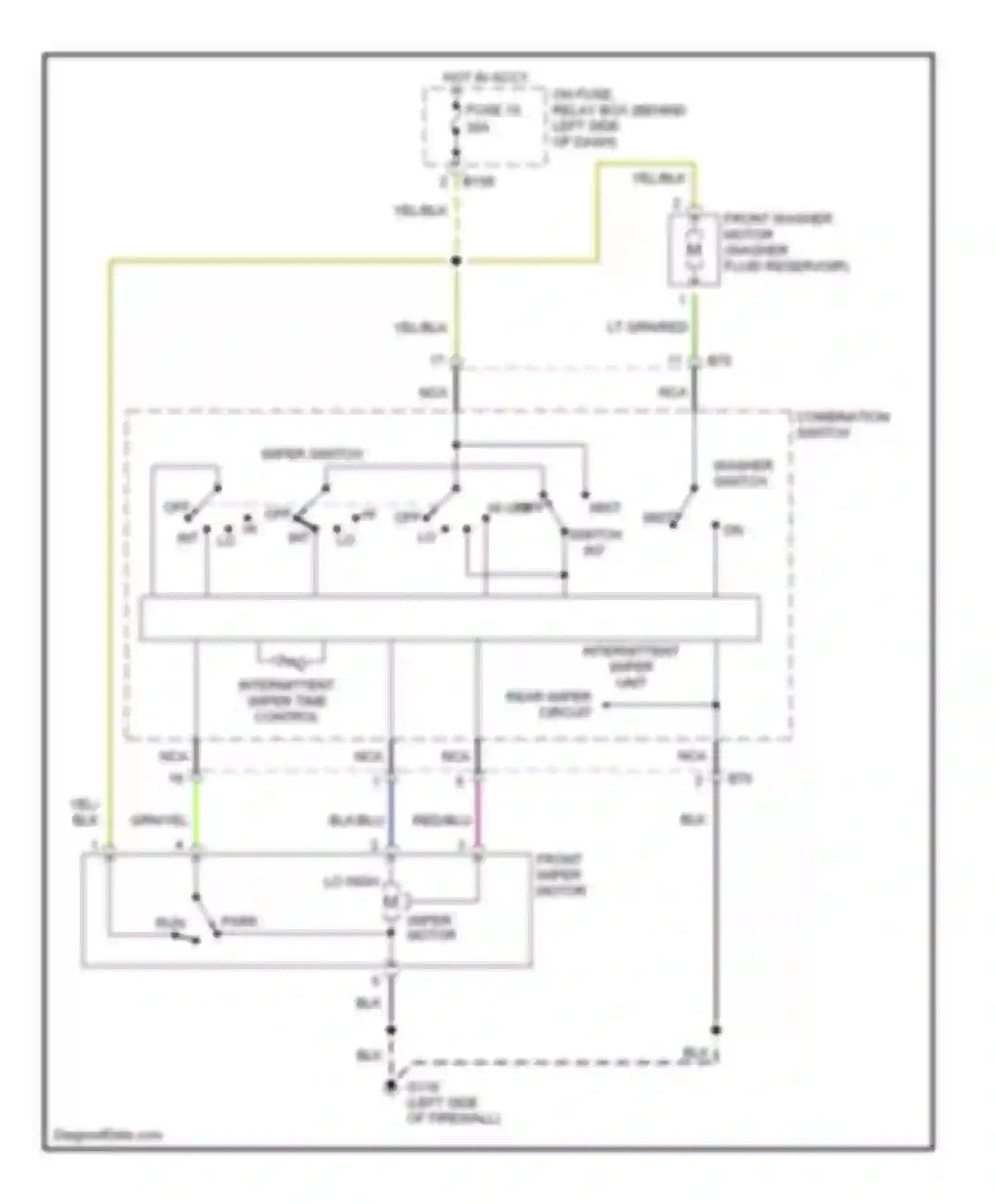 Wiring diagram rear wiper circuit for Subaru Outback BH (1999-2003) (1 of 2)