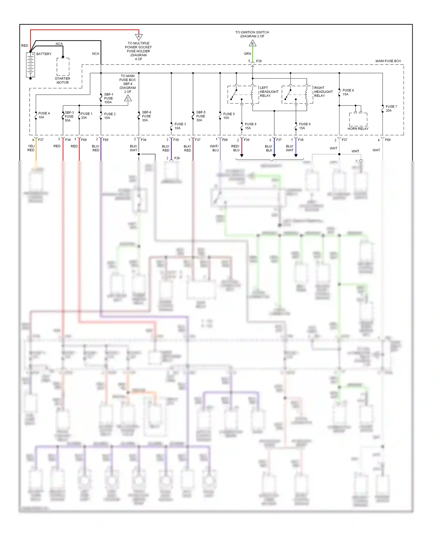 Wiring diagram starter motor for Subaru Outback BH (1999-2003) (2 of 3)