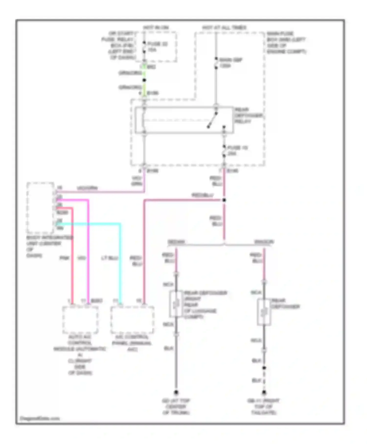 Outback Subaru BP facelift (2006-2009): Rear defogger circuit