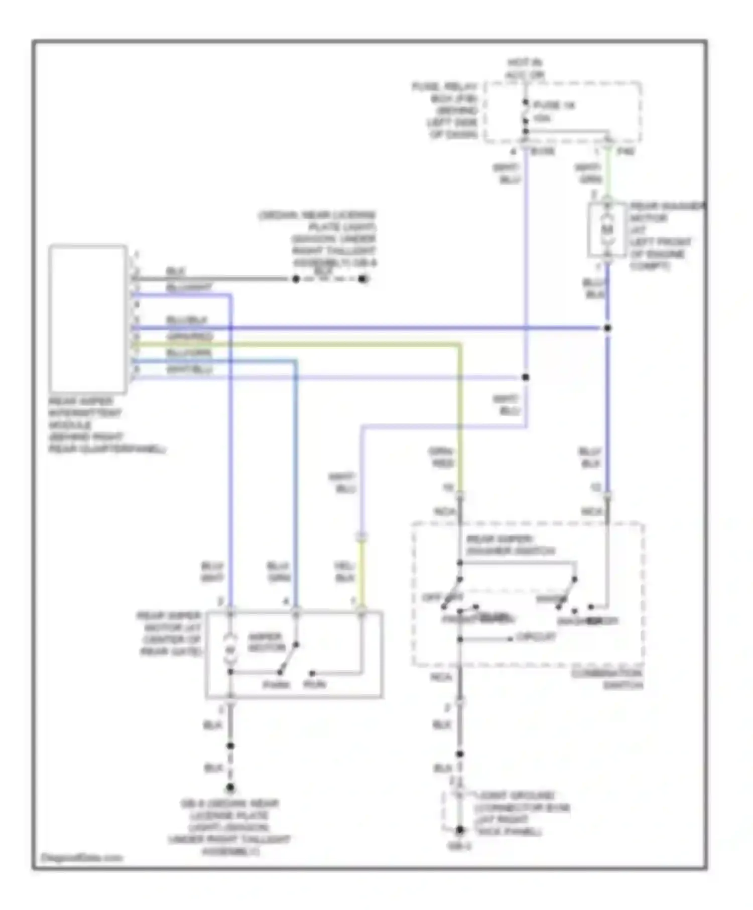 Outback Subaru BP facelift (2006-2009): Rear wiper/washer circuit