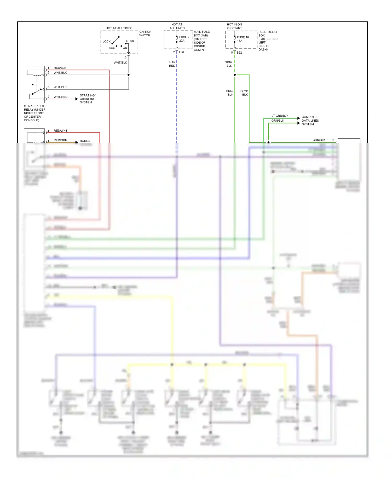 Wiring diagram horns system for Subaru Outback BP facelift (2006-2009) (1 of 3)