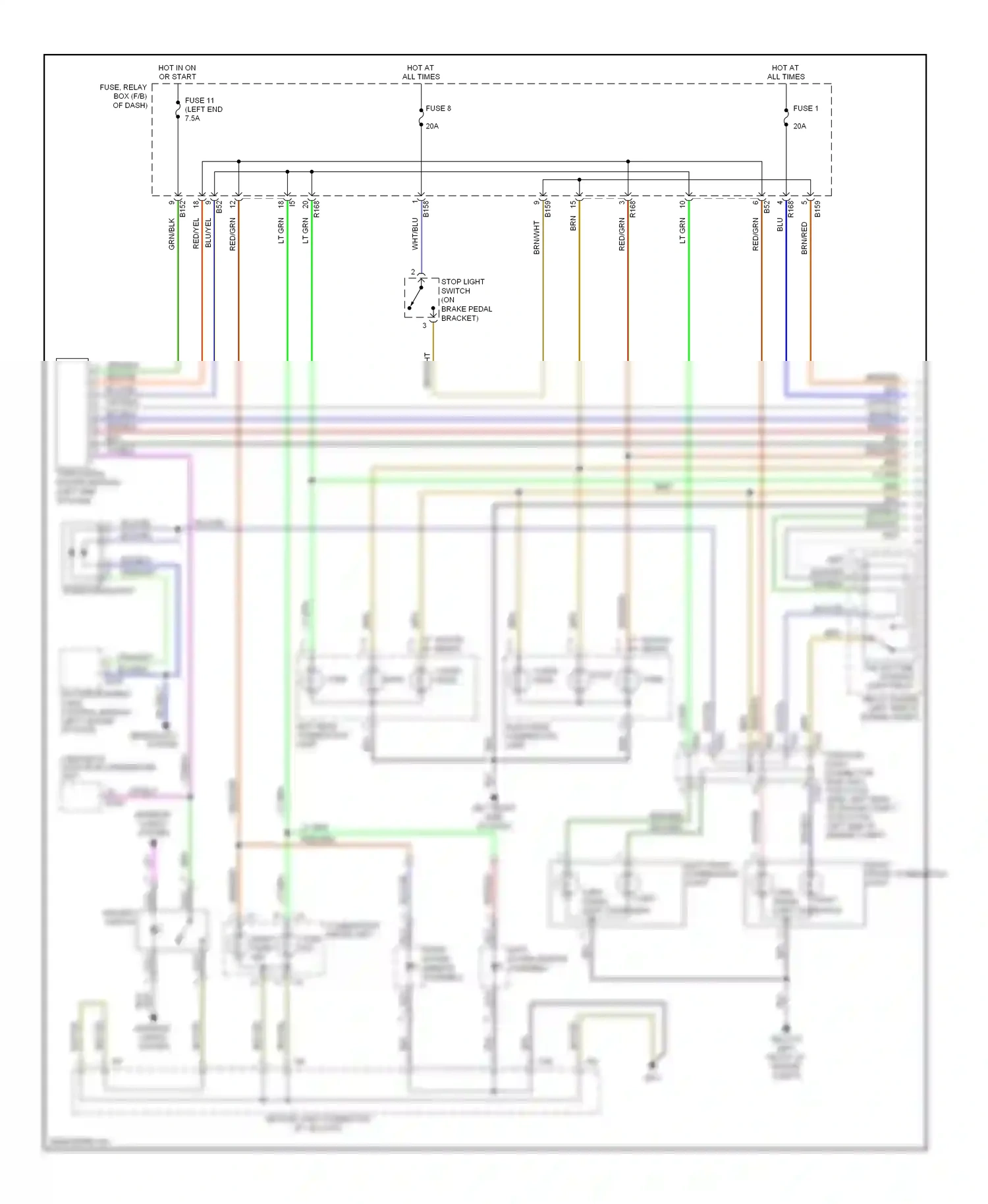Wiring diagram left front combination light for Subaru Outback BP facelift (2006-2009) (1 of 1)