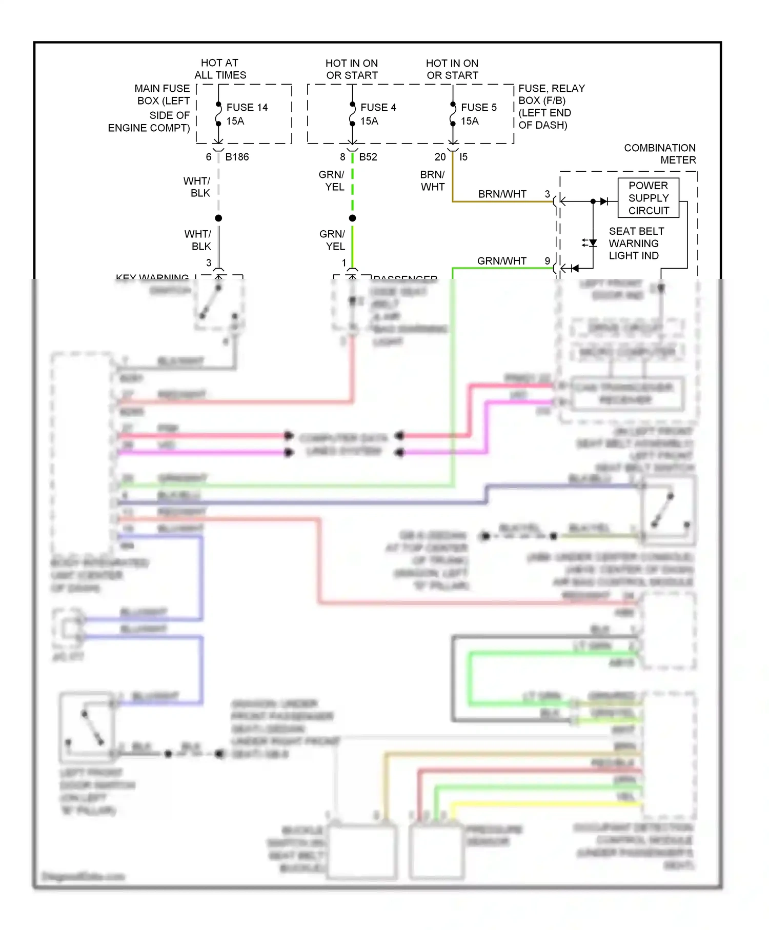 Wiring diagram left front door ind for Subaru Outback BP facelift (2006-2009) (1 of 2)