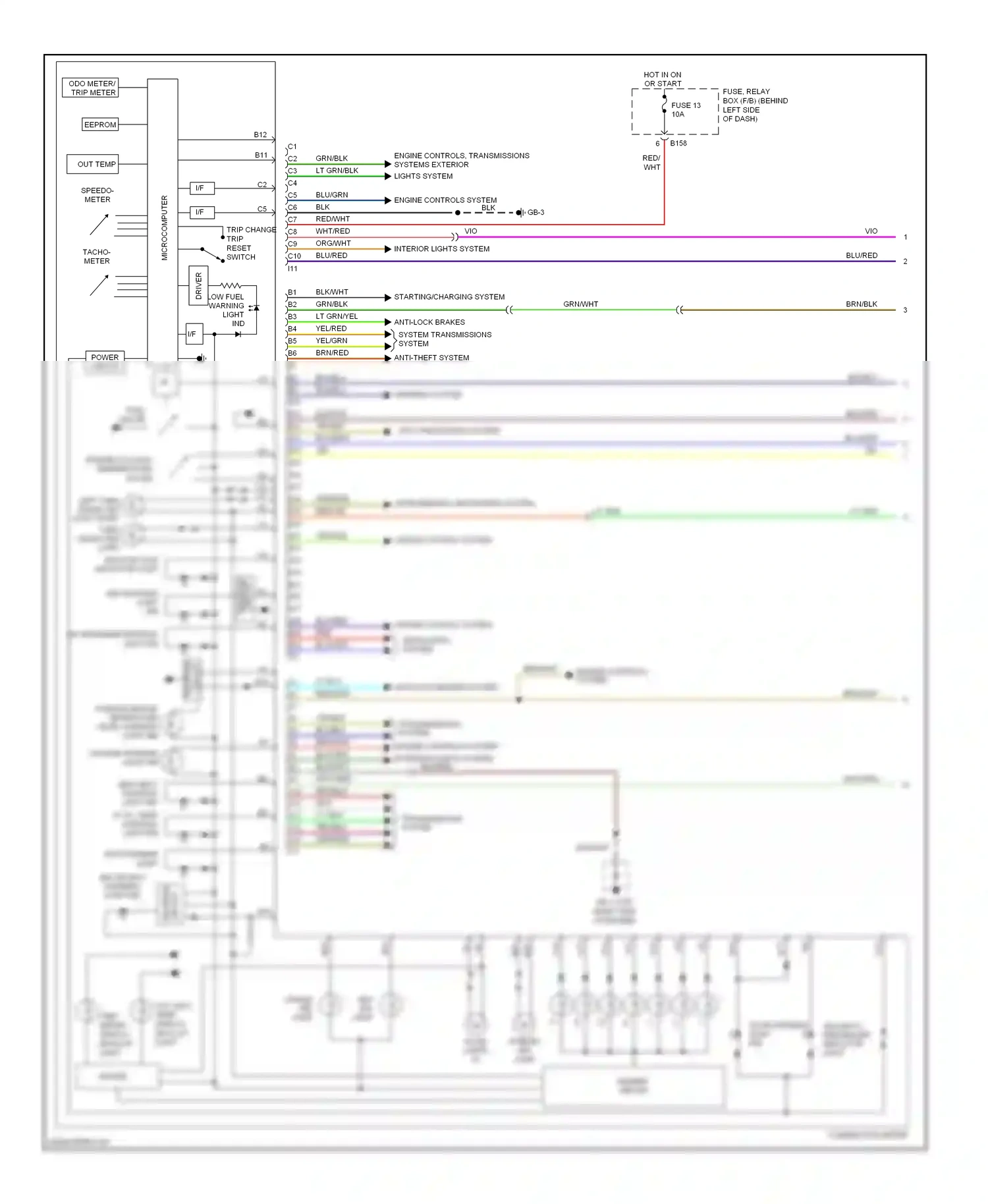 Wiring diagram warning system for Subaru Outback BP facelift (2006-2009) (1 of 4)