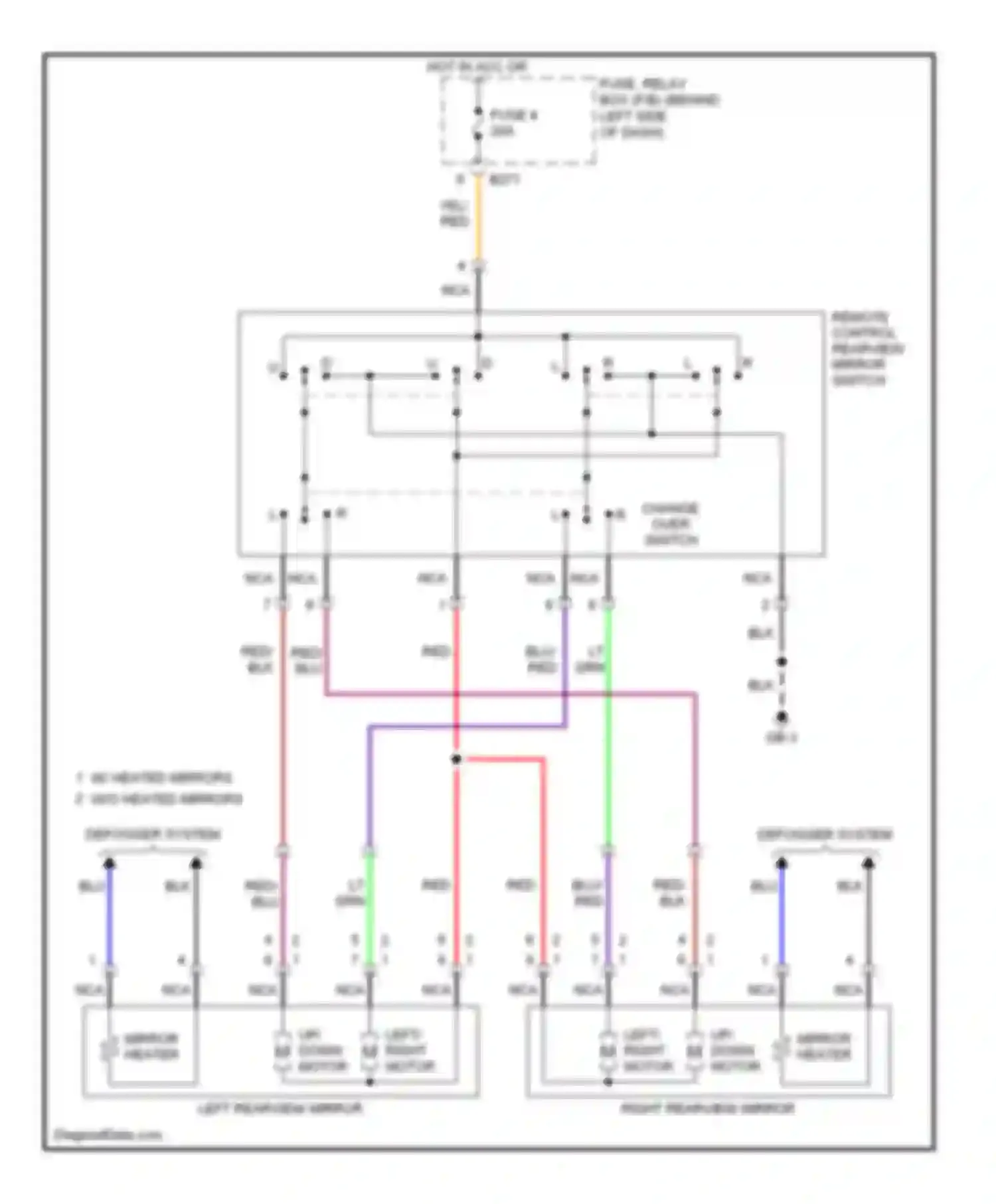 Outback Subaru BP (2003-2006): Power mirror circuit