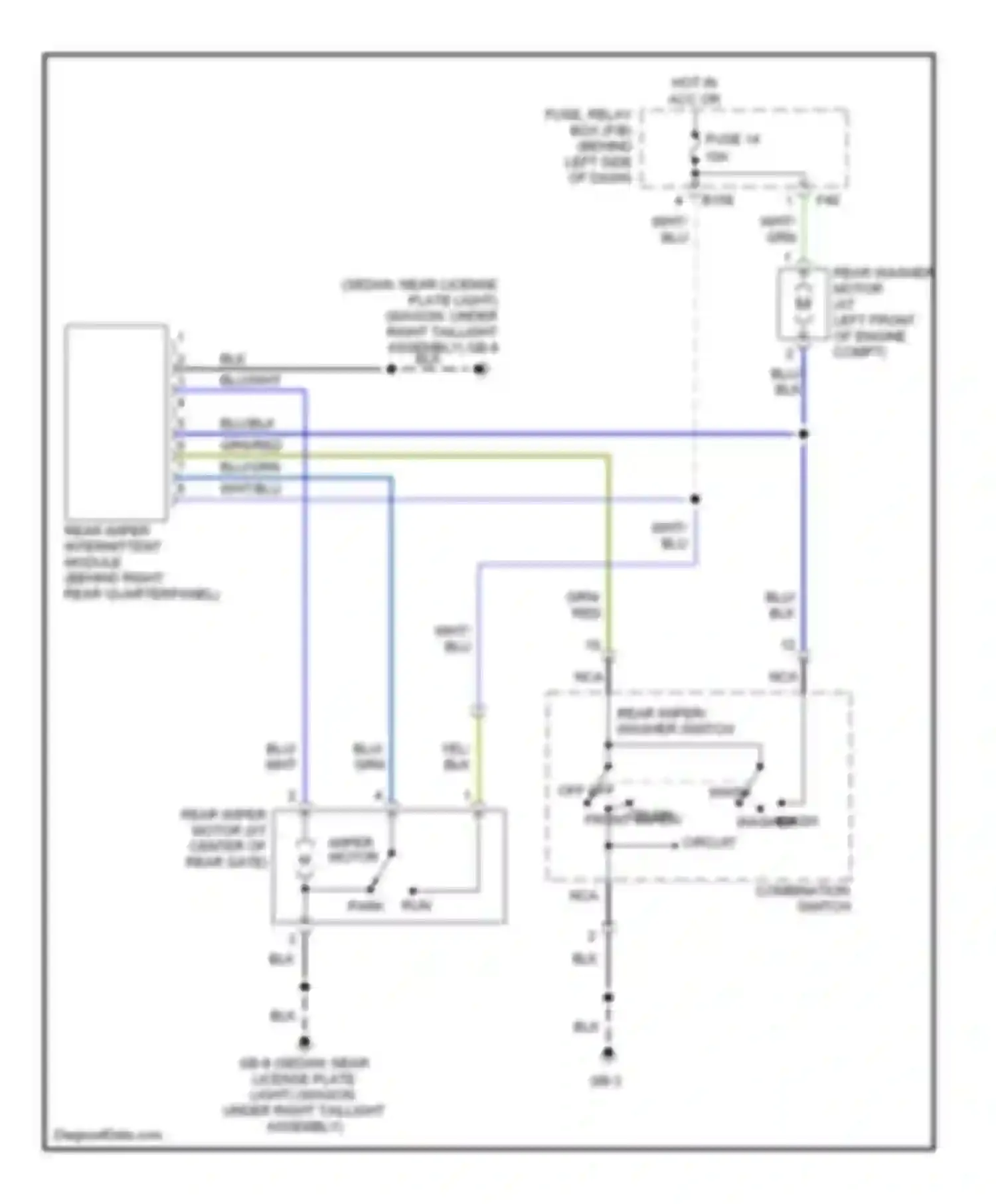 Outback Subaru BP (2003-2006): Rear wiper/washer circuit