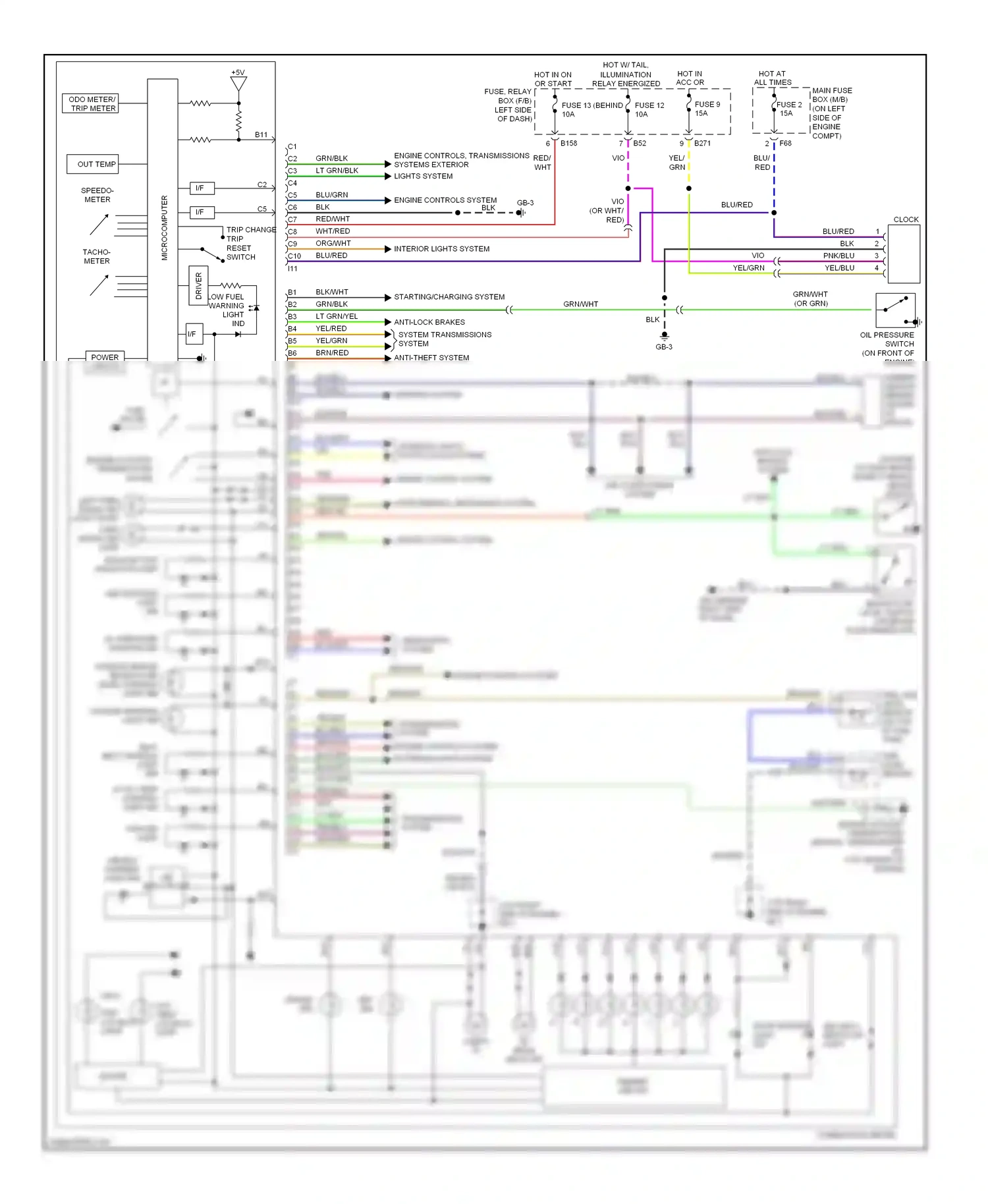 Subaru Outback BP (2003-2006) clock wiring diagram  (1 of 6)