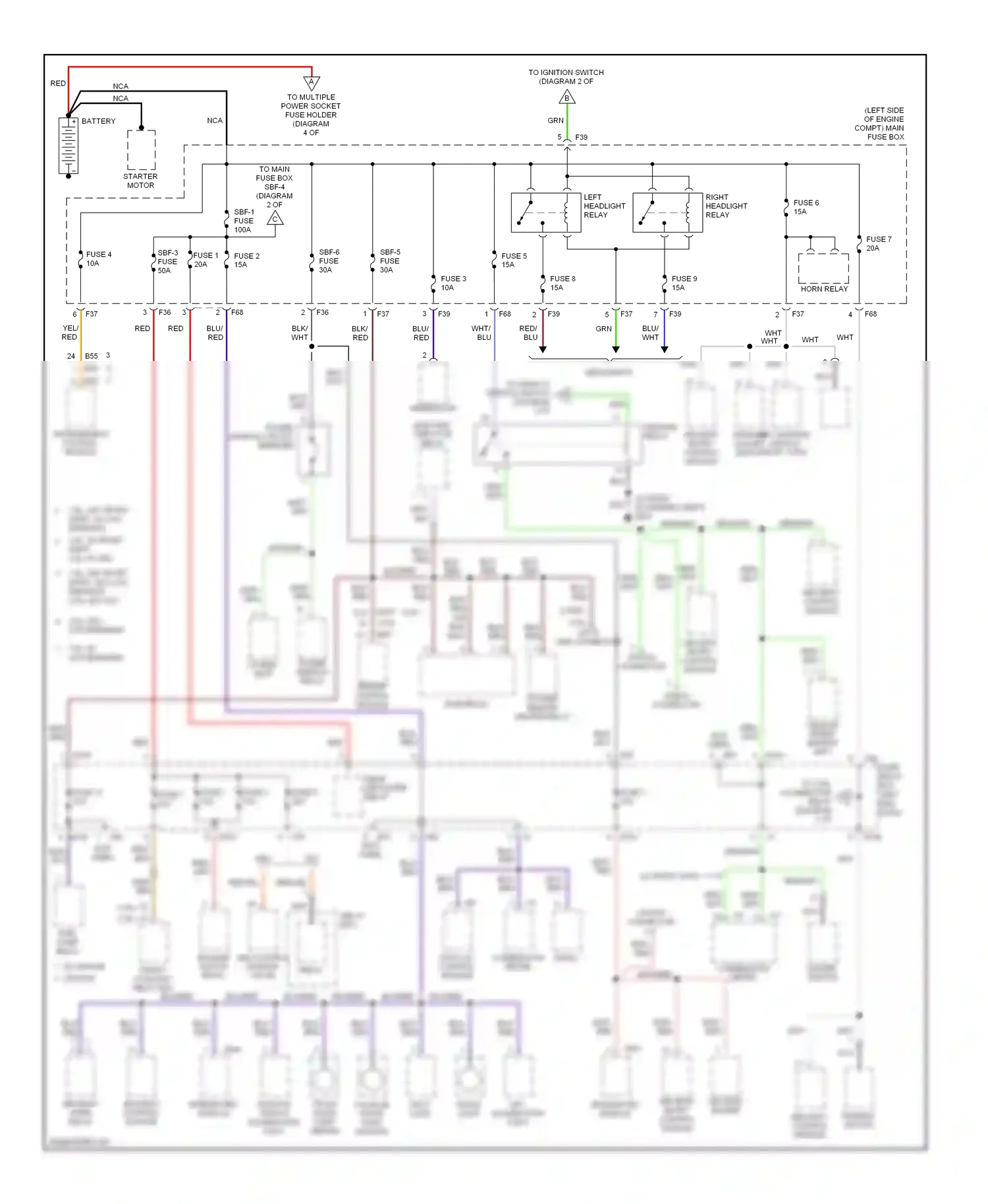 Wiring diagram left headlight relay for Subaru Outback BP (2003-2006) (4 of 4)