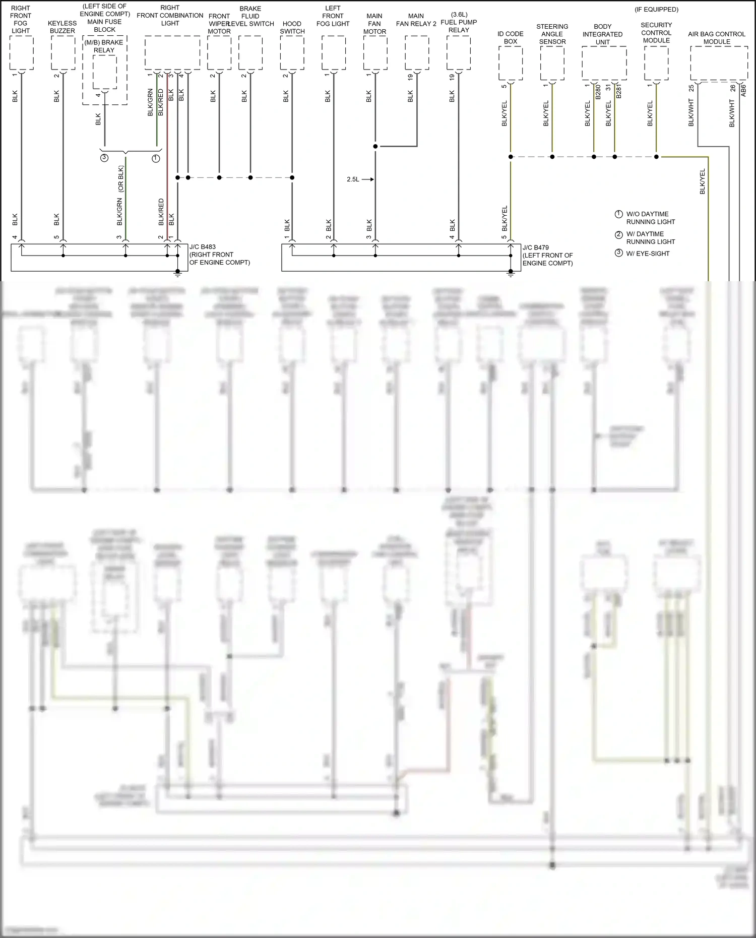 Subaru Outback BR facelift (2012-2014) combination switch (lighting) wiring diagram  (1 of 1)
