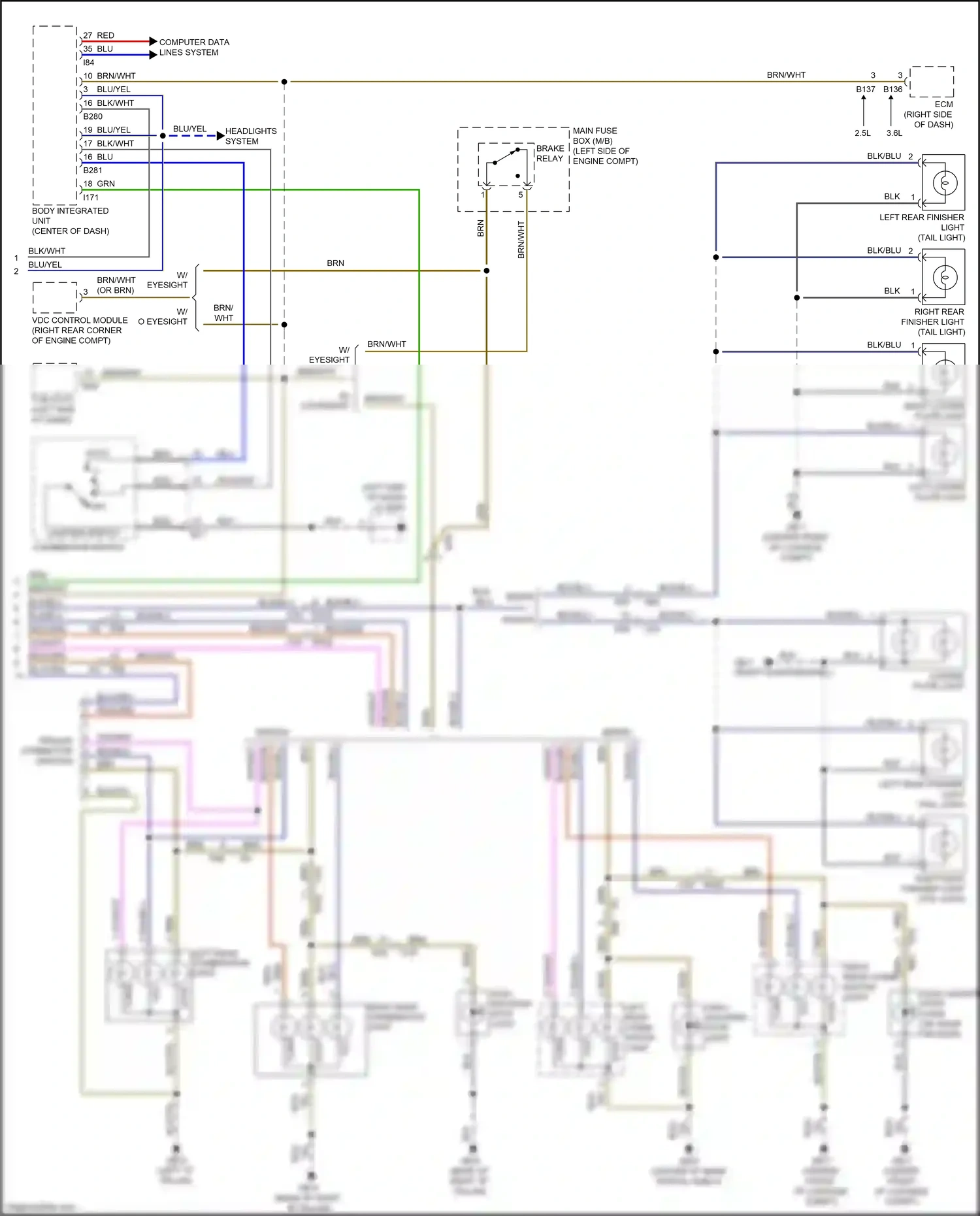Wiring diagram lighting switch combination switch for Subaru Outback BR facelift (2012-2014) (1 of 1)