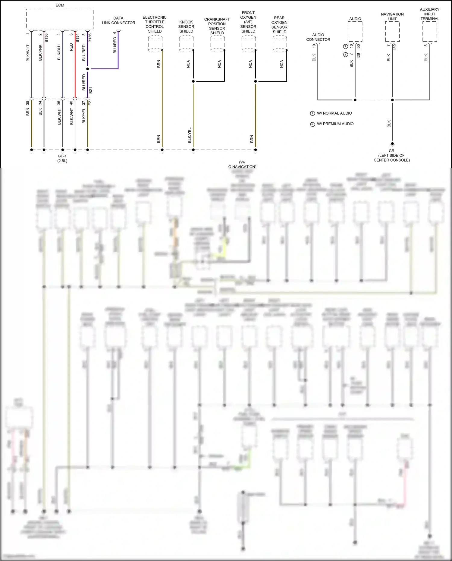 Wiring diagram w/o navigation for Subaru Outback BR facelift (2012-2014) (1 of 2)