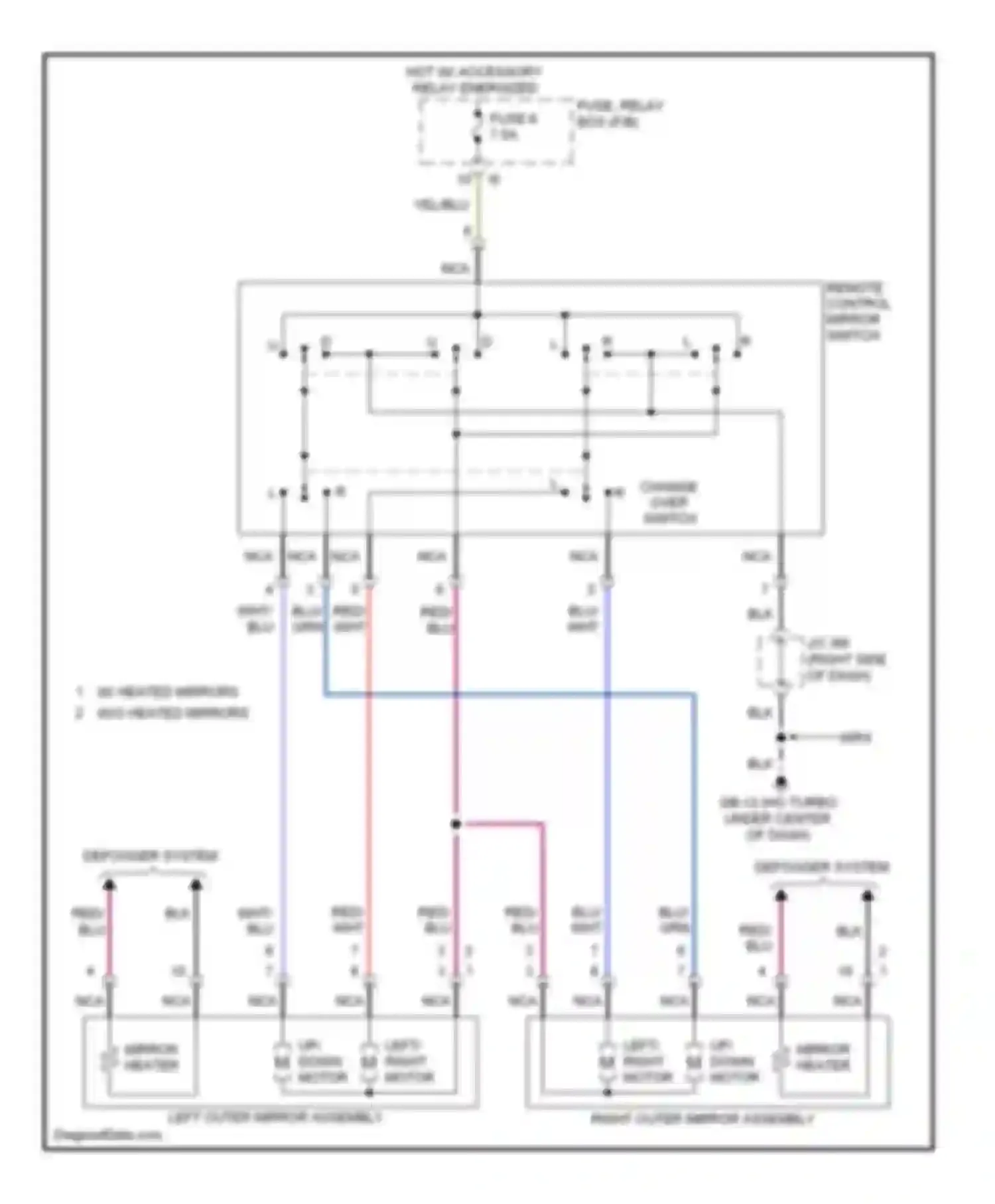 Outback Subaru BR (2009-2012): Power mirror circuit