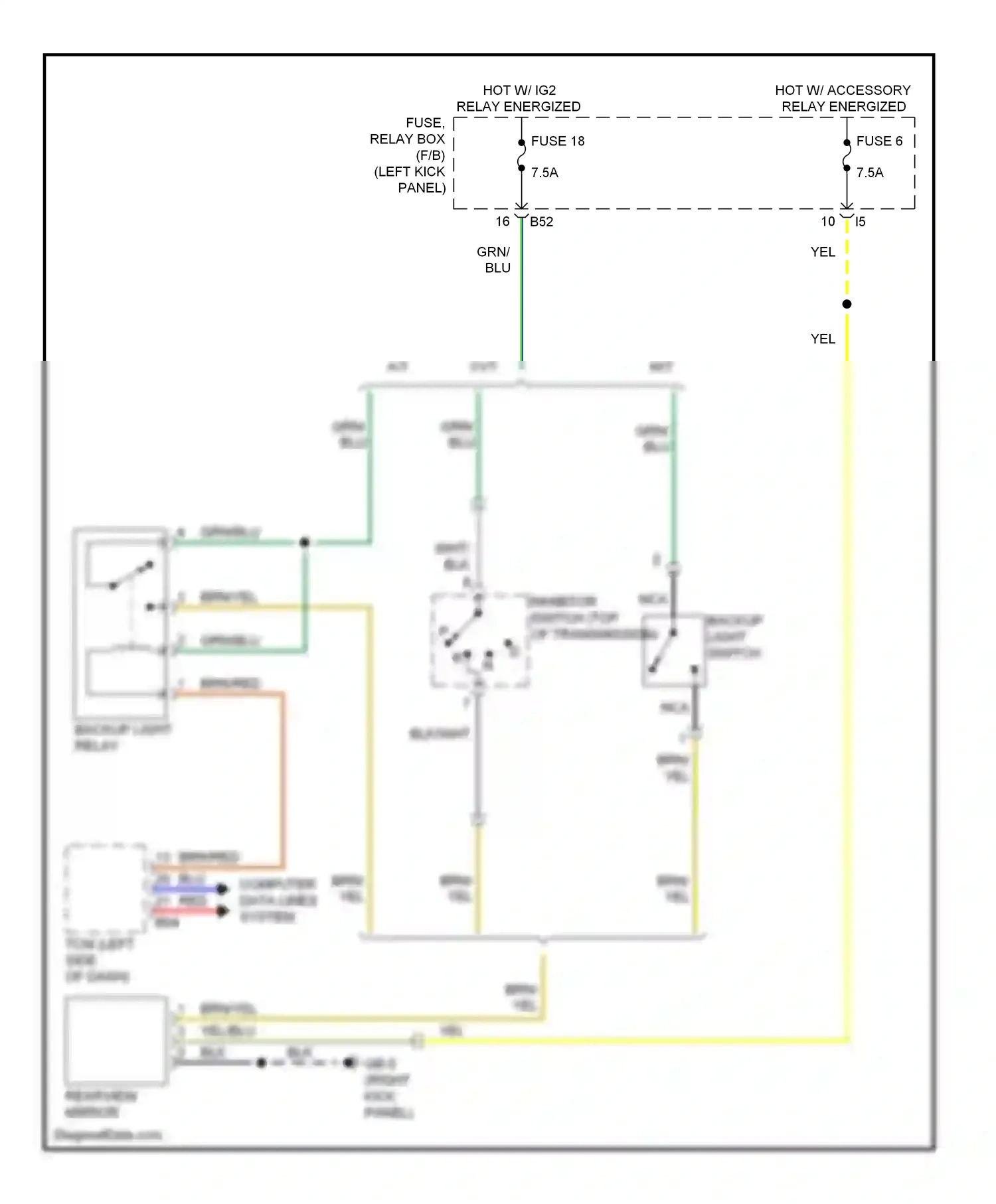 Wiring diagram backup light switch for Subaru Outback BR (2009-2012) (1 of 2)
