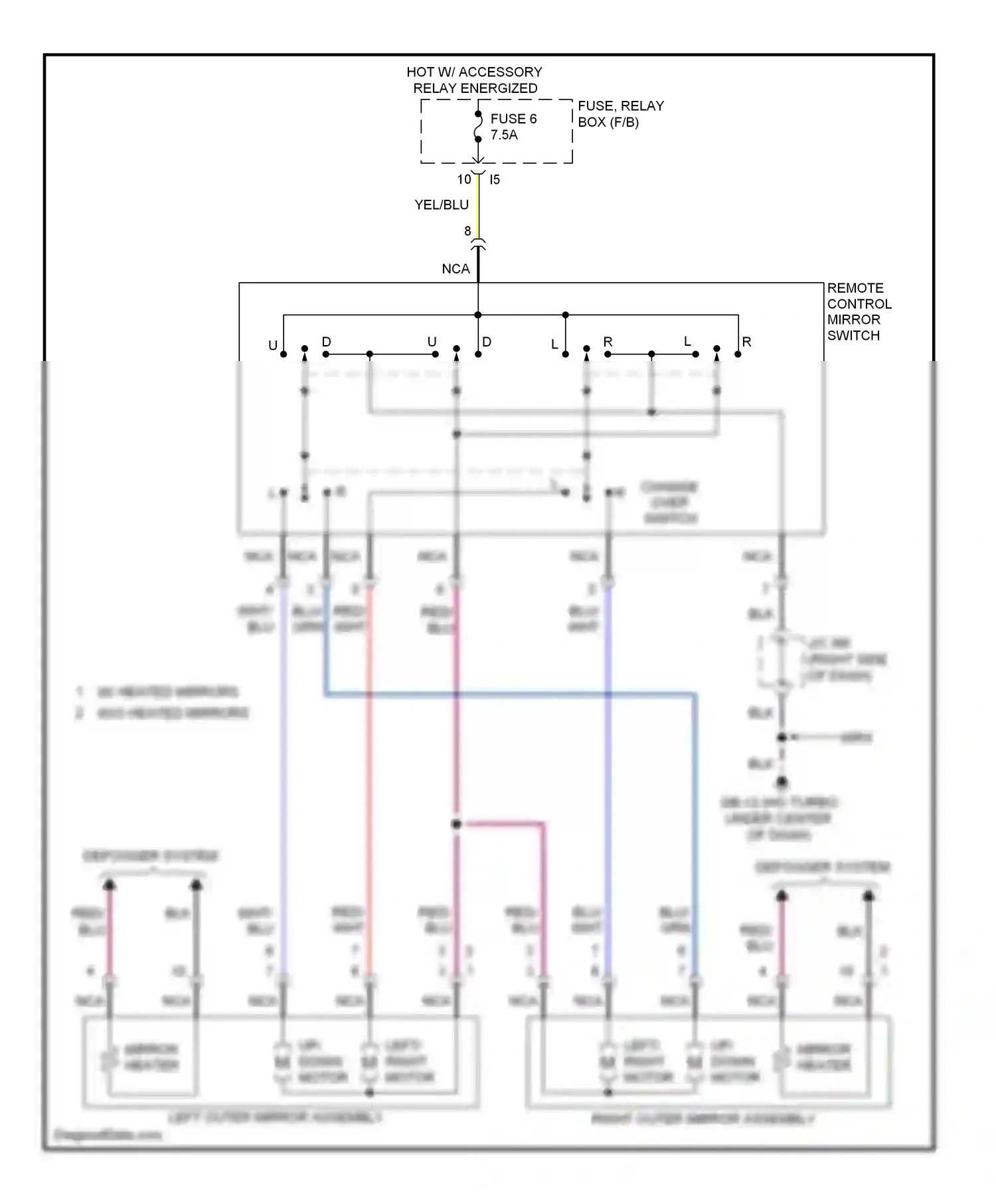 Wiring diagram hot w/ accessory relay energized for Subaru Outback BR (2009-2012) (2 of 4)