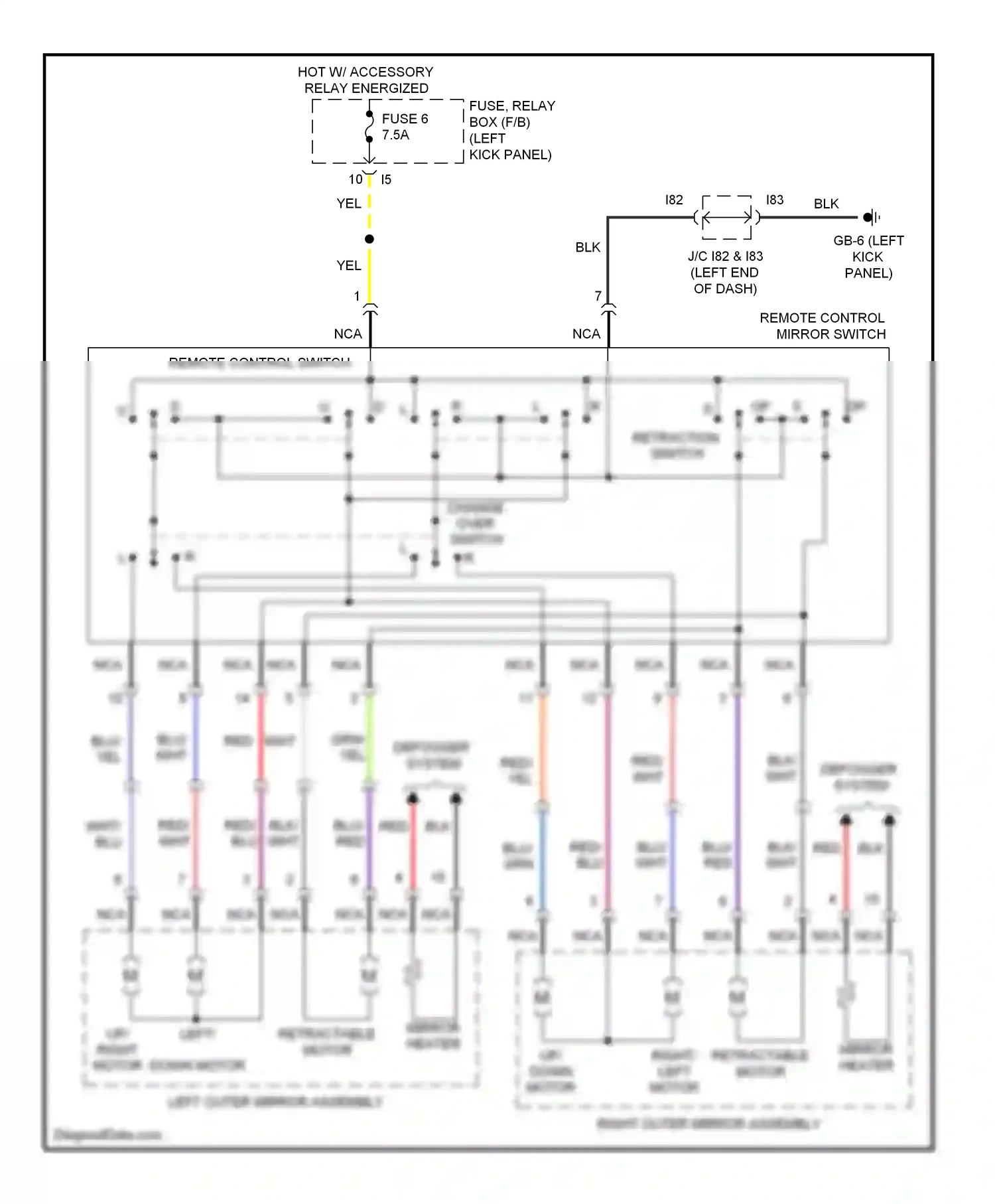 Wiring diagram right outer mirror assembly for Subaru Outback BR (2009-2012) (7 of 7)