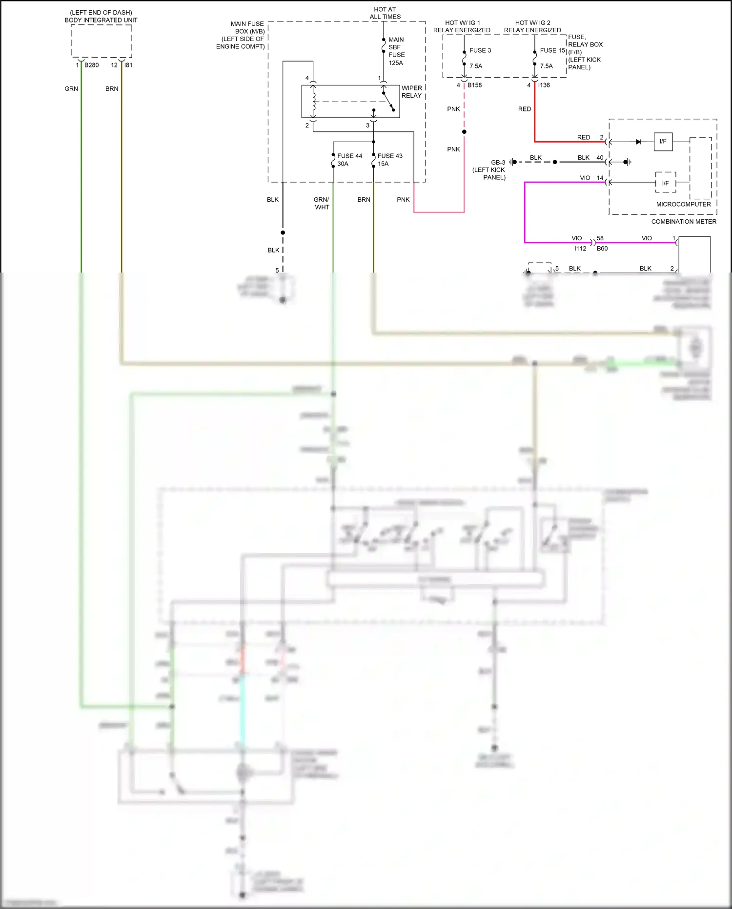 Wiring diagram combination meter for Subaru Outback BS facelift (2017-2021) (6 of 45)