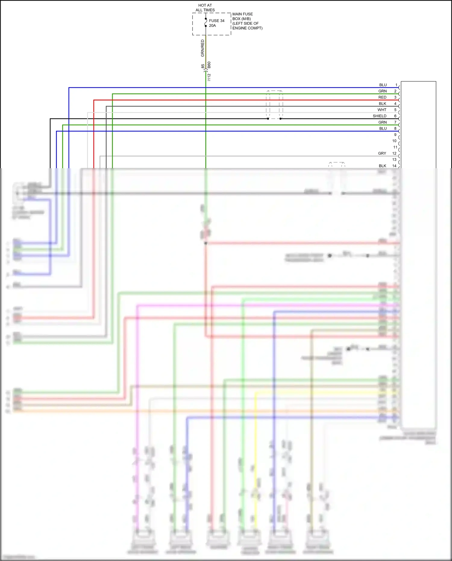 Wiring diagram left front door speaker for Subaru Outback BS facelift (2017-2021) (1 of 7)