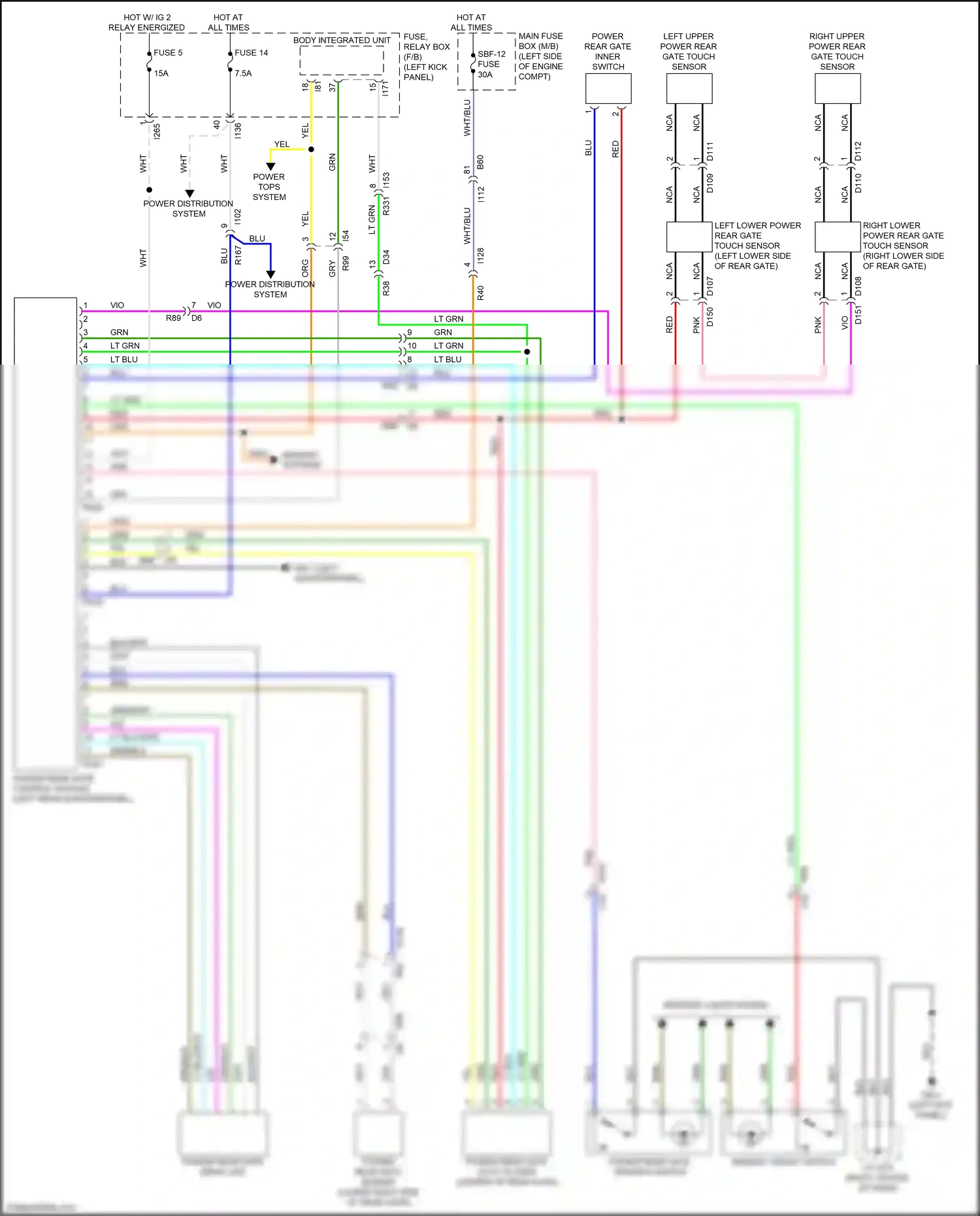 Wiring diagram power rear gate inner switch for Subaru Outback BS facelift (2017-2021) (3 of 3)