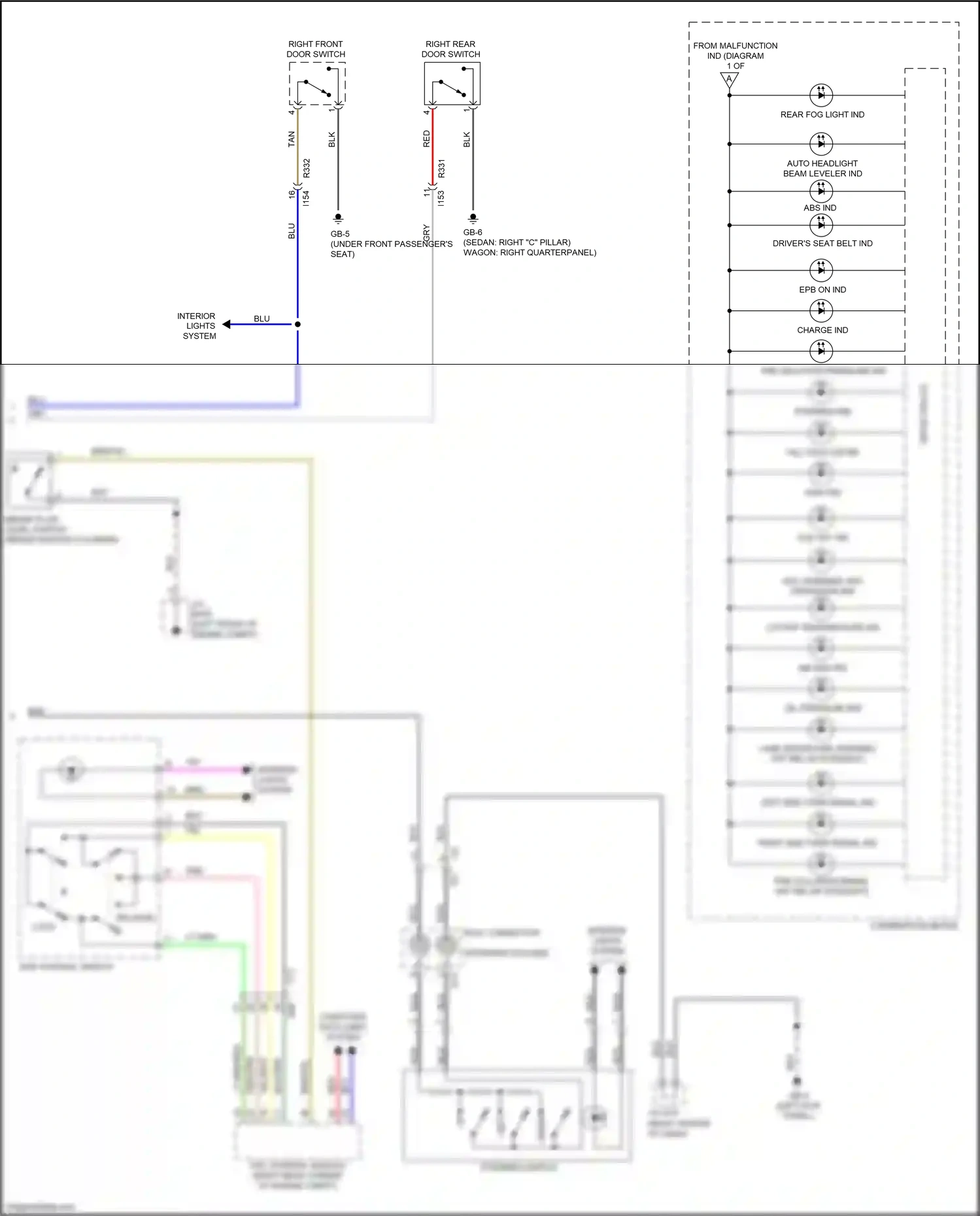 Wiring diagram right front door switch for Subaru Outback BS facelift (2017-2021) (5 of 8)