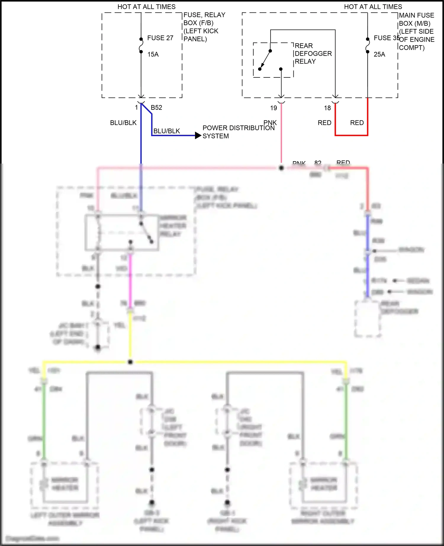 Wiring diagram right outer mirror assembly for Subaru Outback BS facelift (2017-2021) (8 of 11)