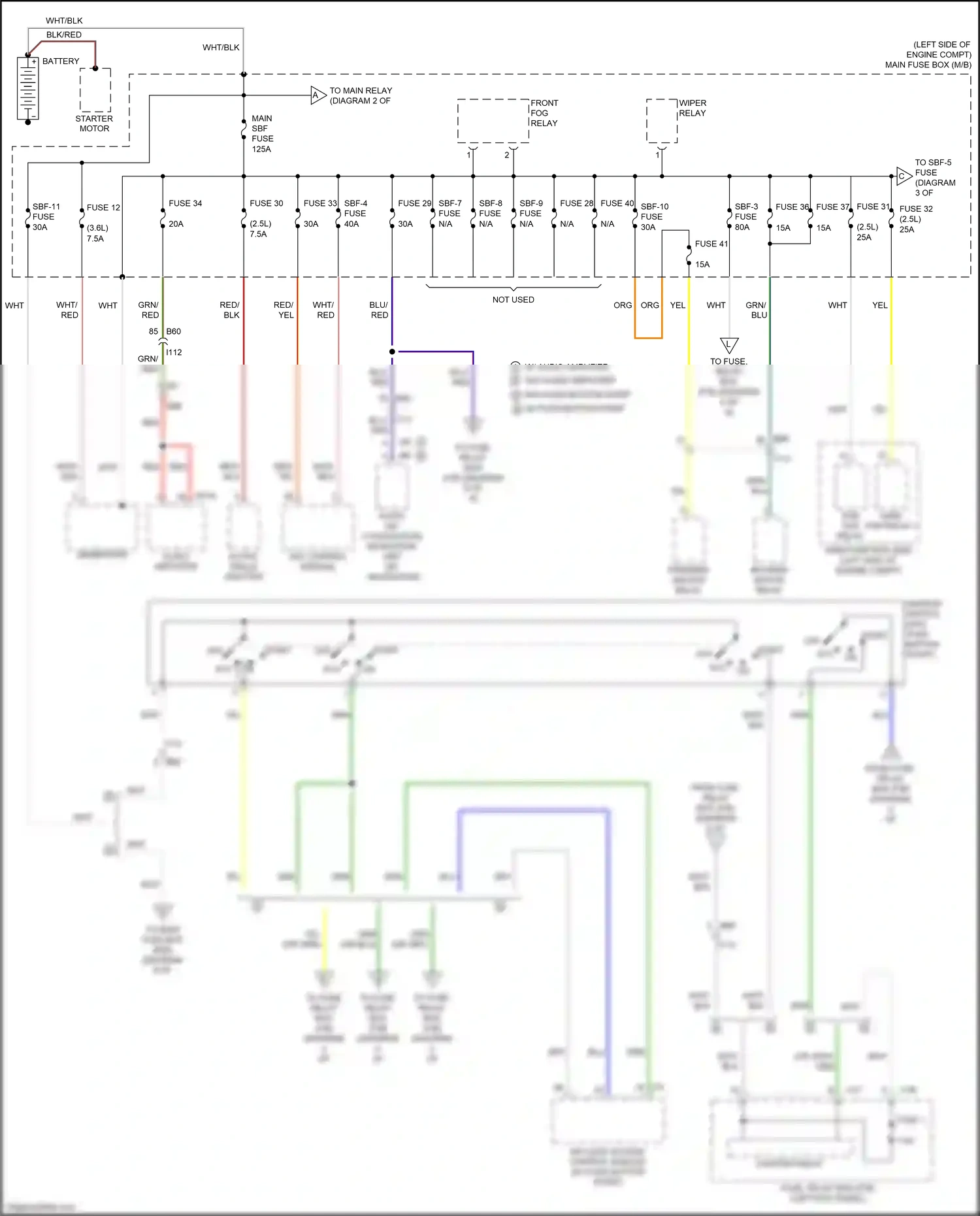 Wiring diagram w/o navigation for Subaru Outback BS facelift (2017-2021) (1 of 2)