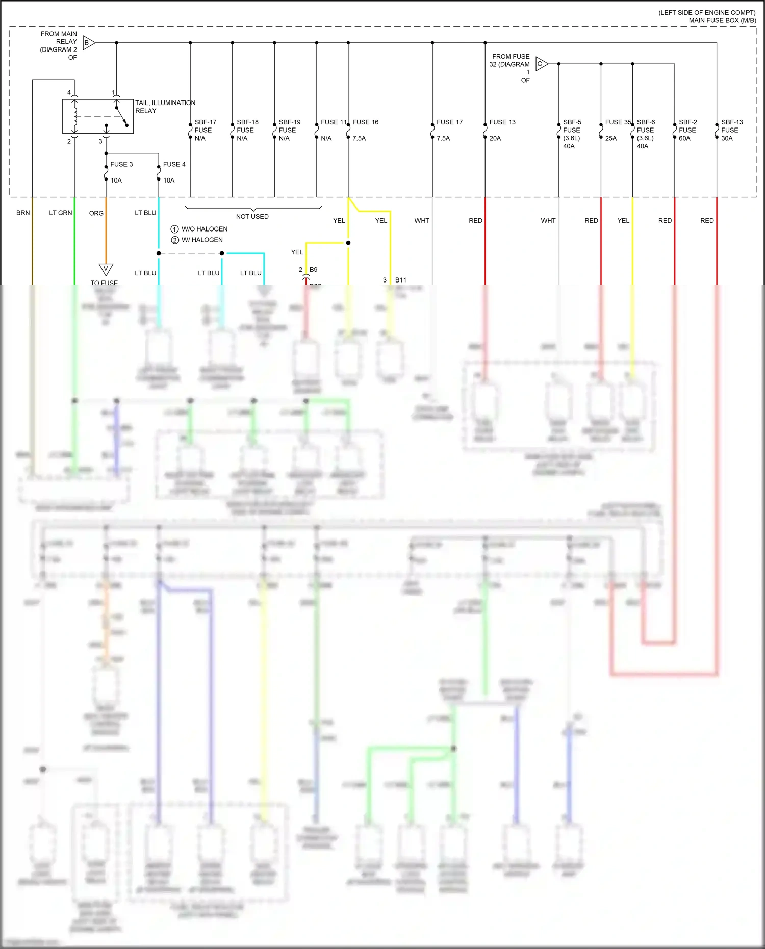 Wiring diagram yel for Subaru Outback BS facelift (2017-2021) (87 of 109)