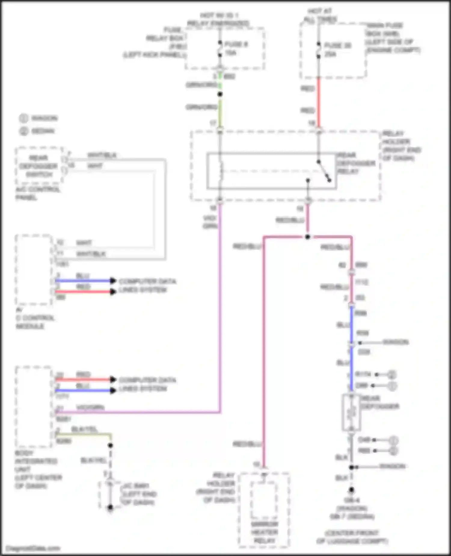 Outback Subaru BS (2014-2018): Rear defogger circuit