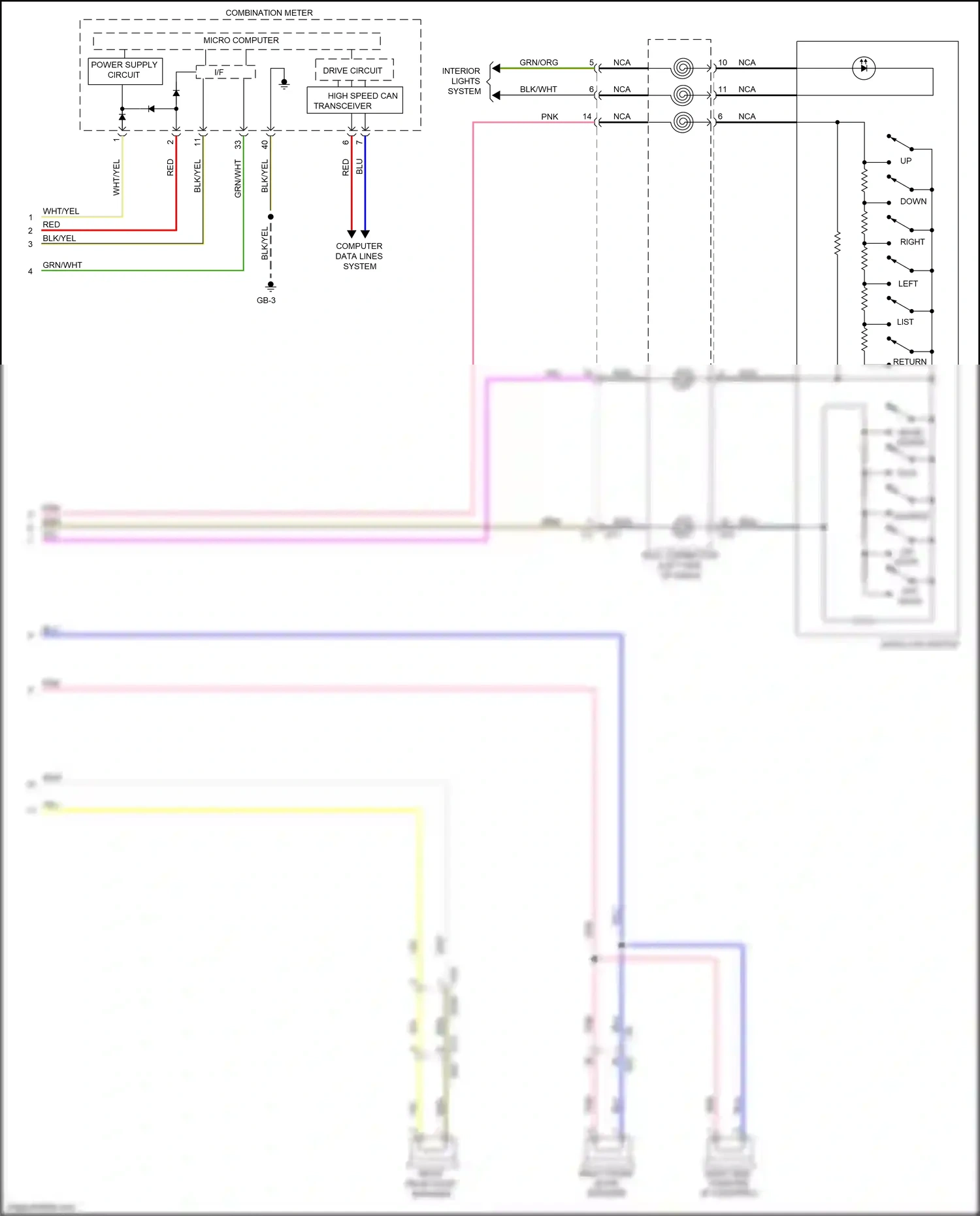 Wiring diagram combination meter for Subaru Outback BS (2014-2018) (6 of 44)