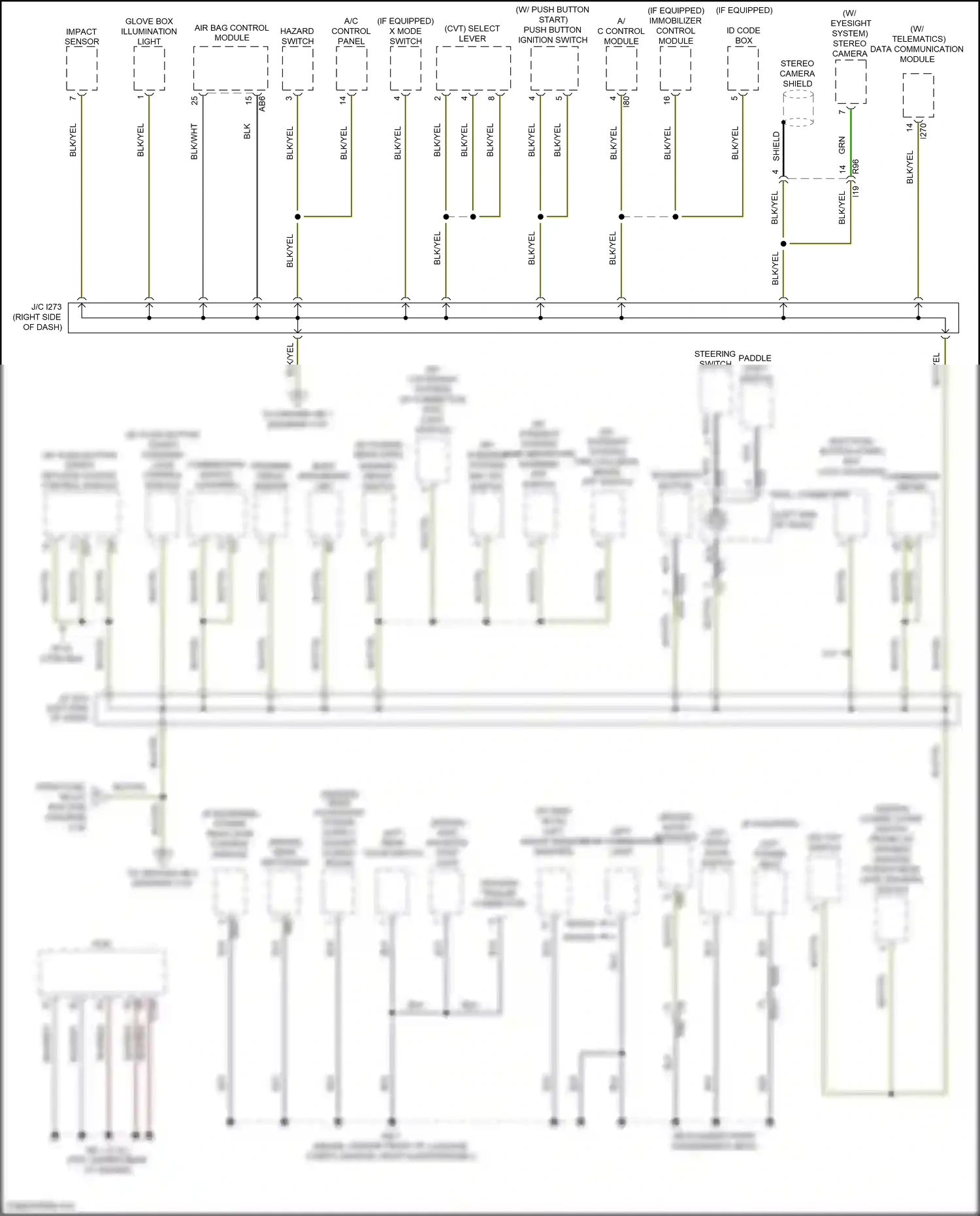 Subaru Outback BS (2014-2018) combination switch (lighting) wiring diagram  (1 of 1)