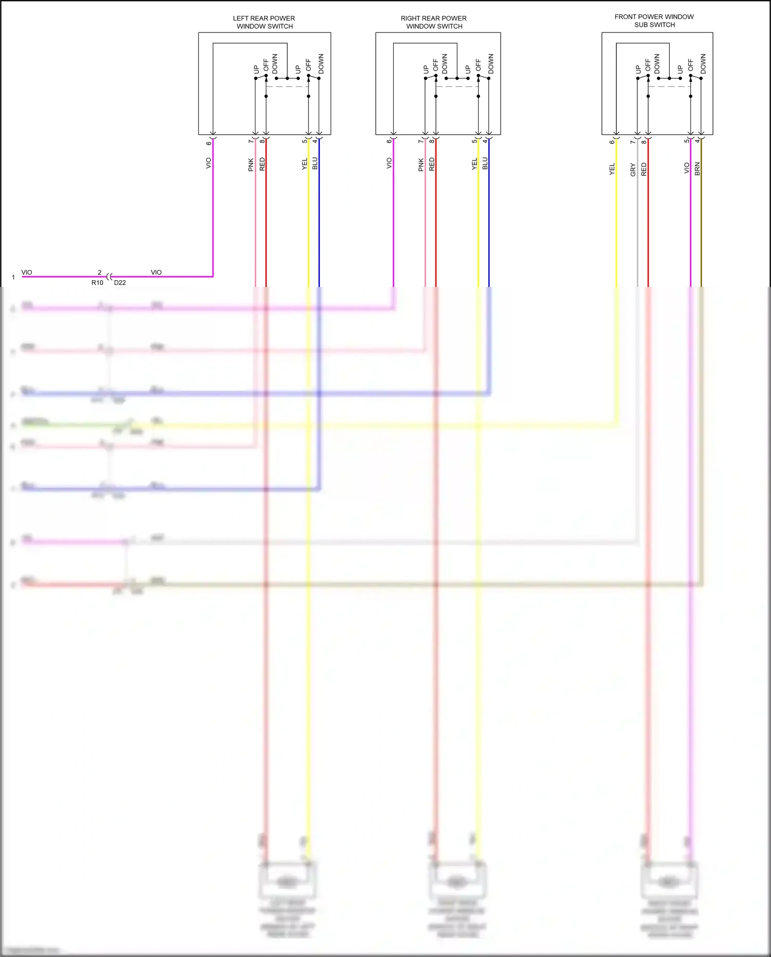 Wiring diagram right front power window motor for Subaru Outback BS (2014-2018) (2 of 2)