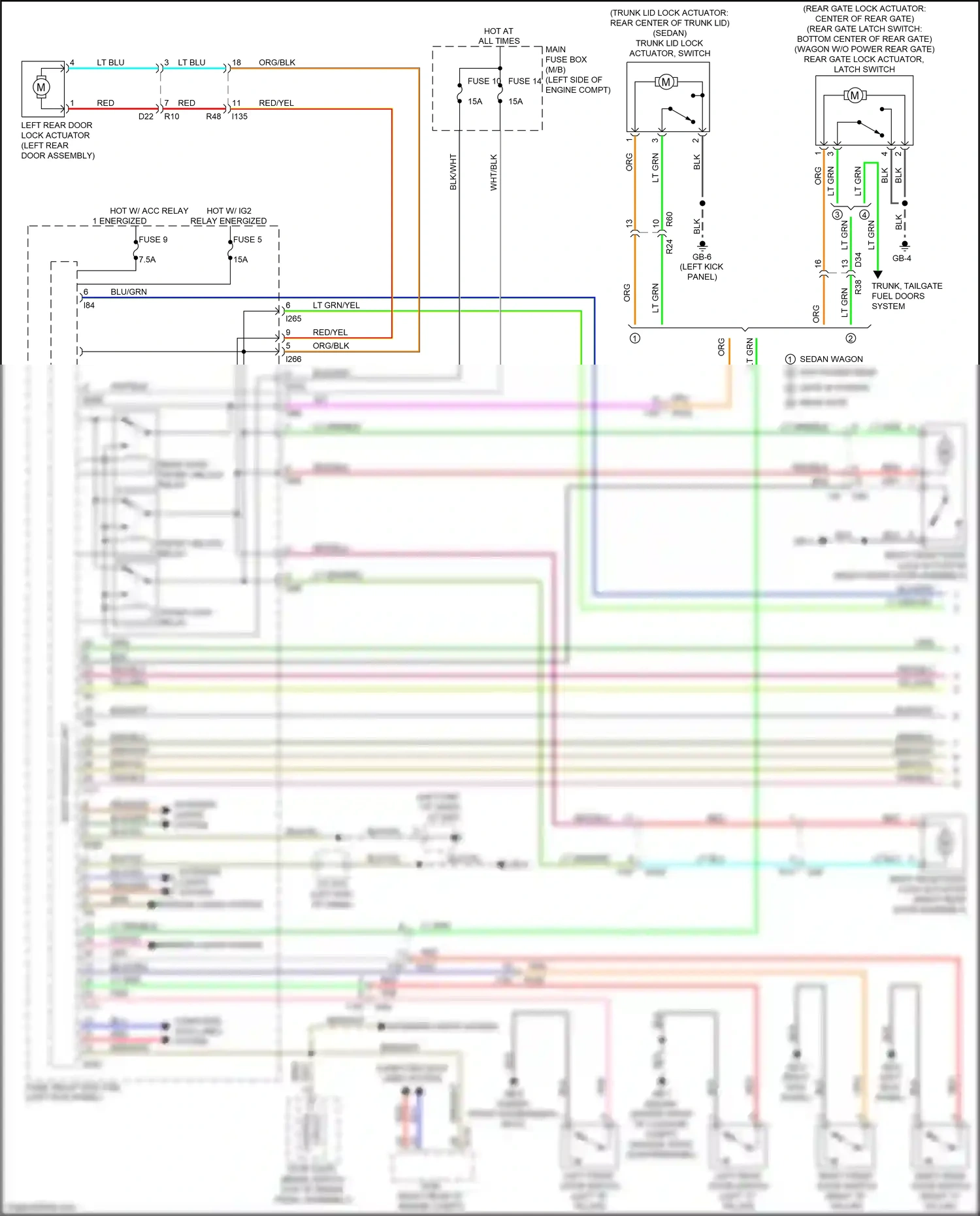 Wiring diagram trunk, tailgate, fuel doors system for Subaru Outback BS (2014-2018) (2 of 4)