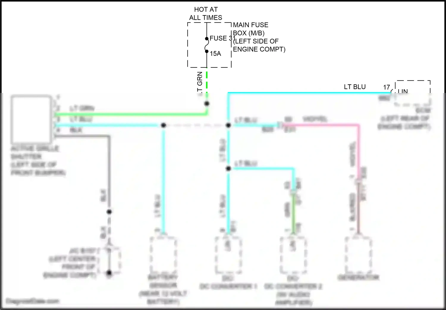 Wiring diagram active grille shutter for Subaru Outback BT facelift (2022-2024) (1 of 4)