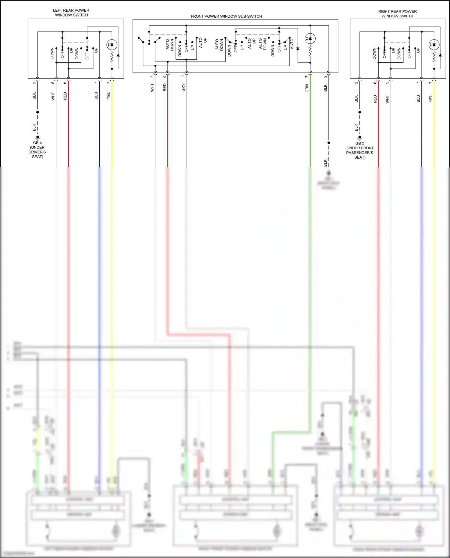 Wiring diagram front power window sub switch for Subaru Outback BT facelift (2022-2024) (2 of 3)