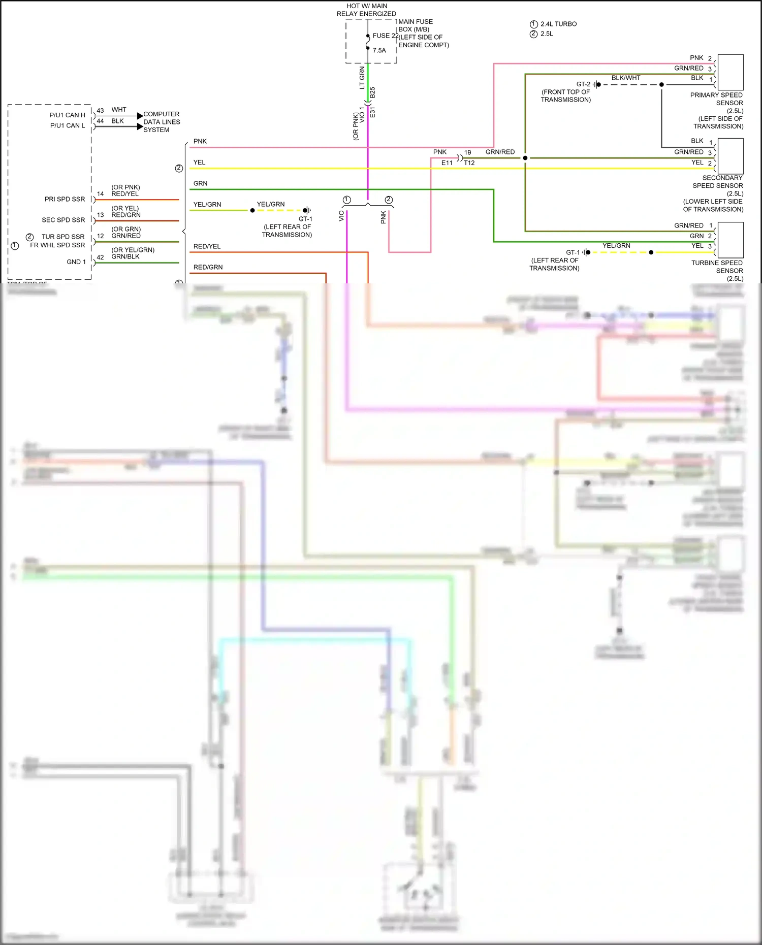 Wiring diagram front wheel speed sensor for Subaru Outback BT facelift (2022-2024) (2 of 4)