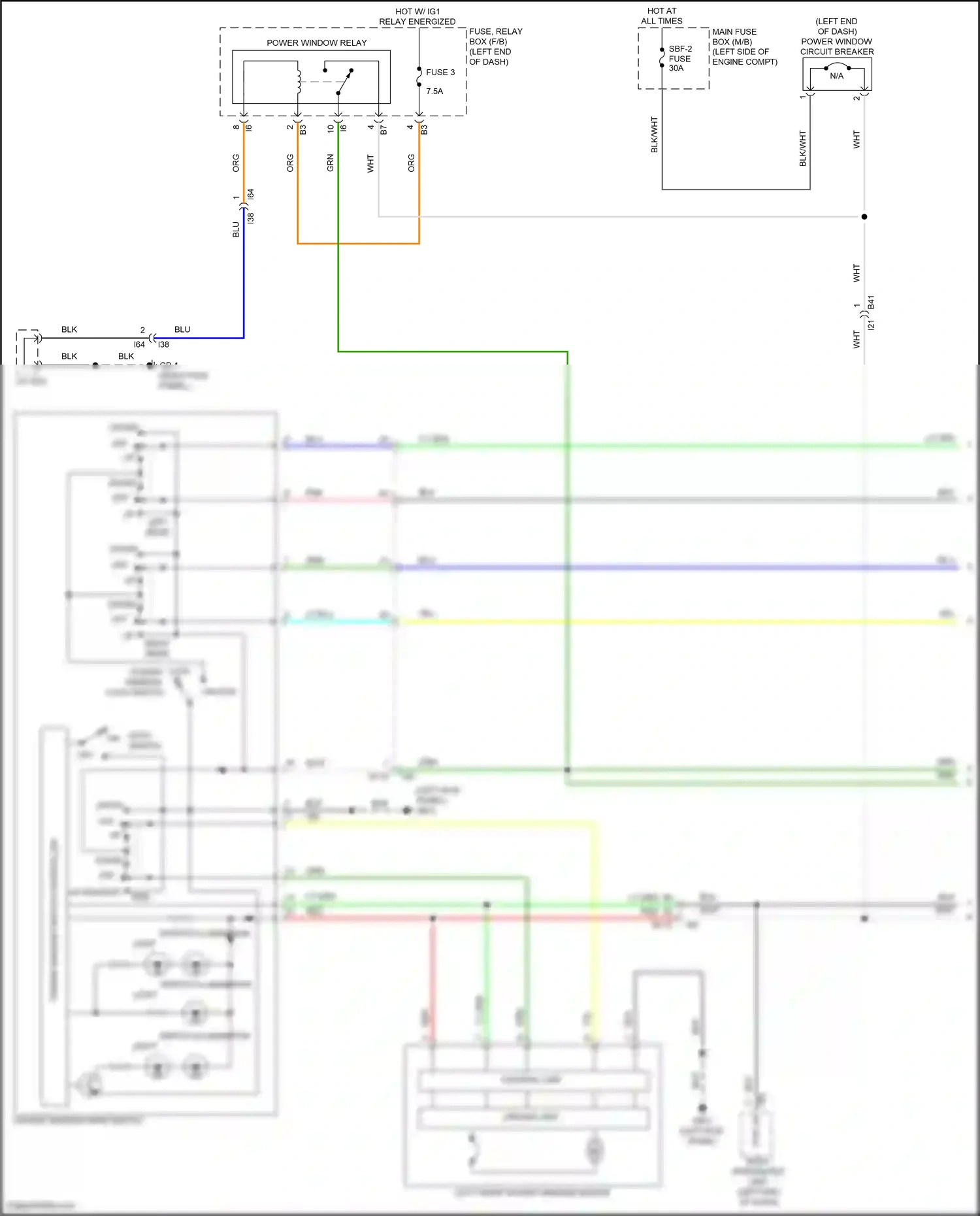 Wiring diagram power window main switch for Subaru Outback BT facelift (2022-2024) (3 of 3)