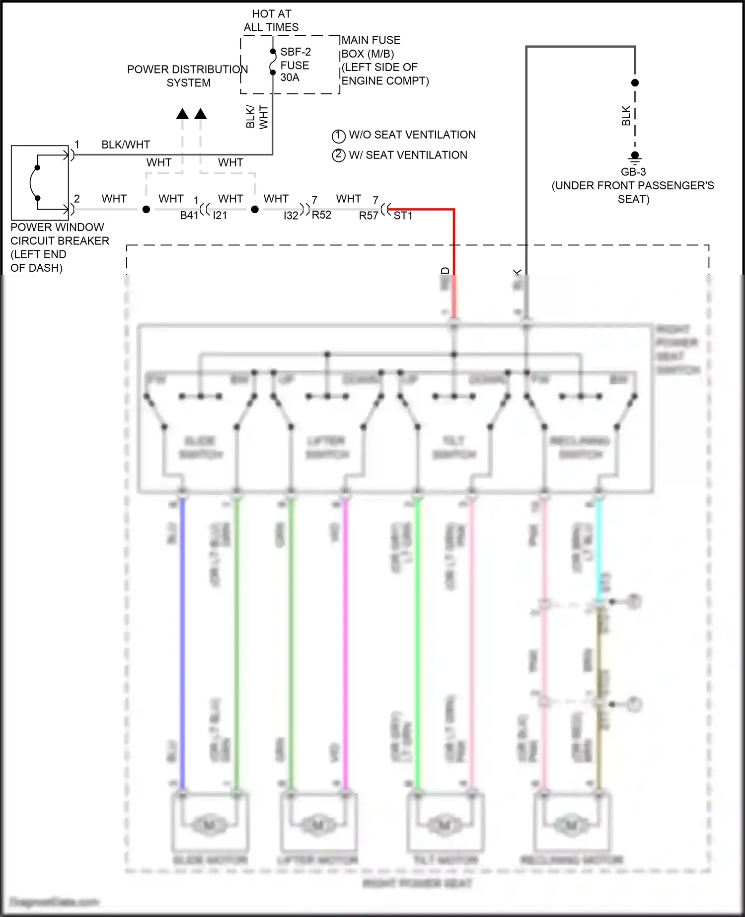 Wiring diagram slide switch for Subaru Outback BT facelift (2022-2024) (3 of 3)
