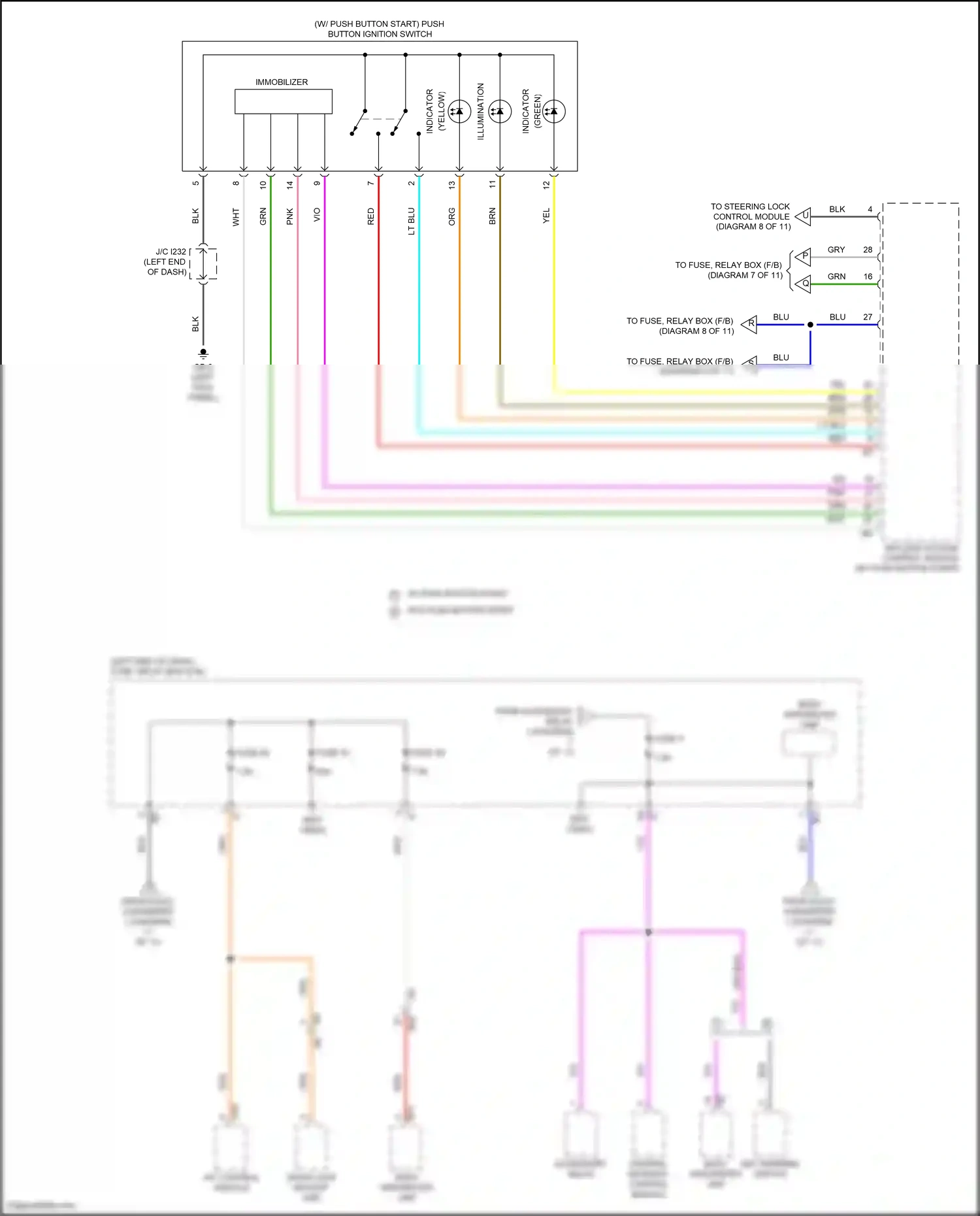 Wiring diagram key warning switch for Subaru Outback BT (2019-2024) (5 of 8)
