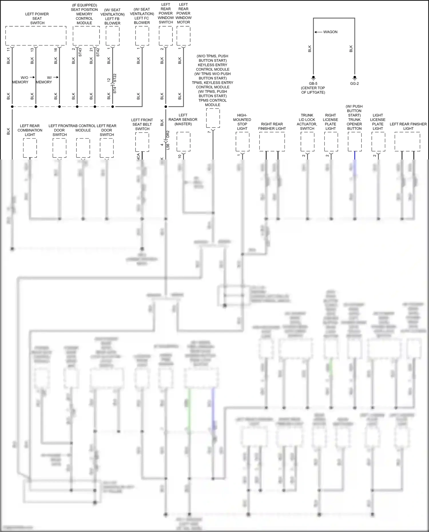 Wiring diagram left rear combination light for Subaru Outback BT (2019-2024) (2 of 2)