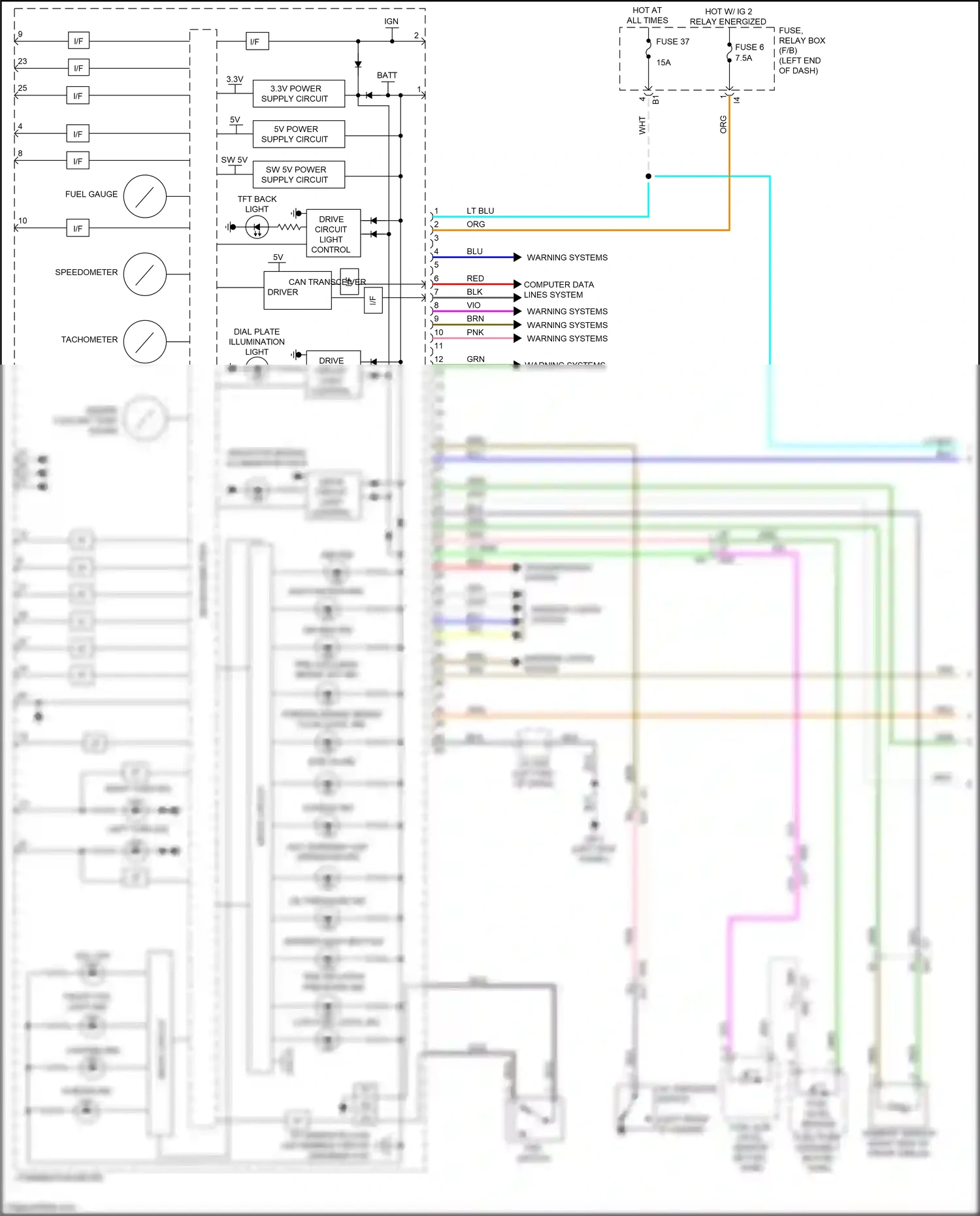 Wiring diagram tft back light for Subaru Outback BT (2019-2024) (1 of 2)