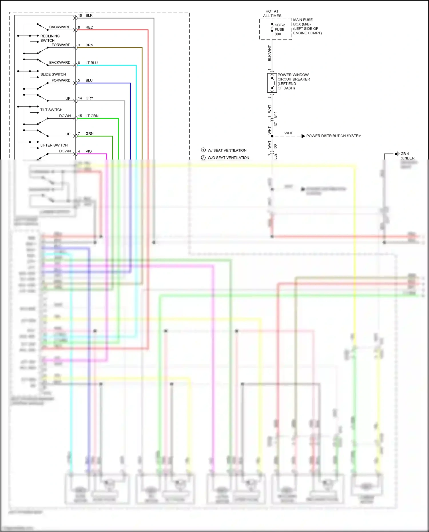Wiring diagram tilt switch for Subaru Outback BT (2019-2024) (2 of 3)