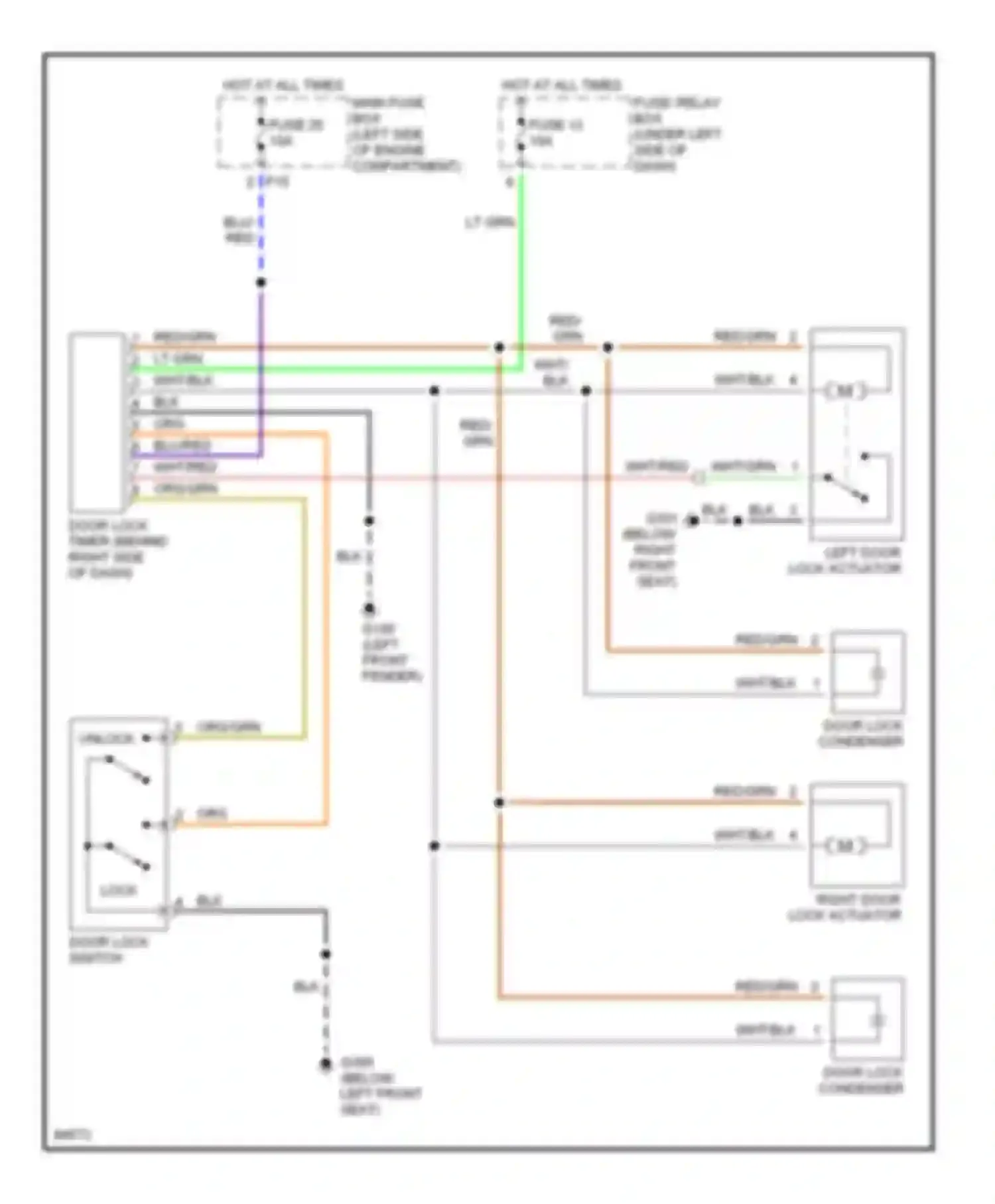 SVX Subaru I (1991-1997): Power door lock circuit